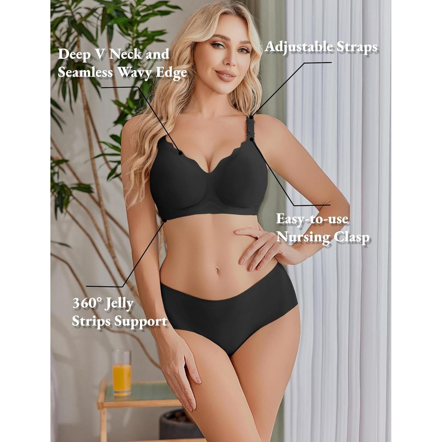 Sostén de Lactancia Ekouaer Sin Costuras Negro Talla S