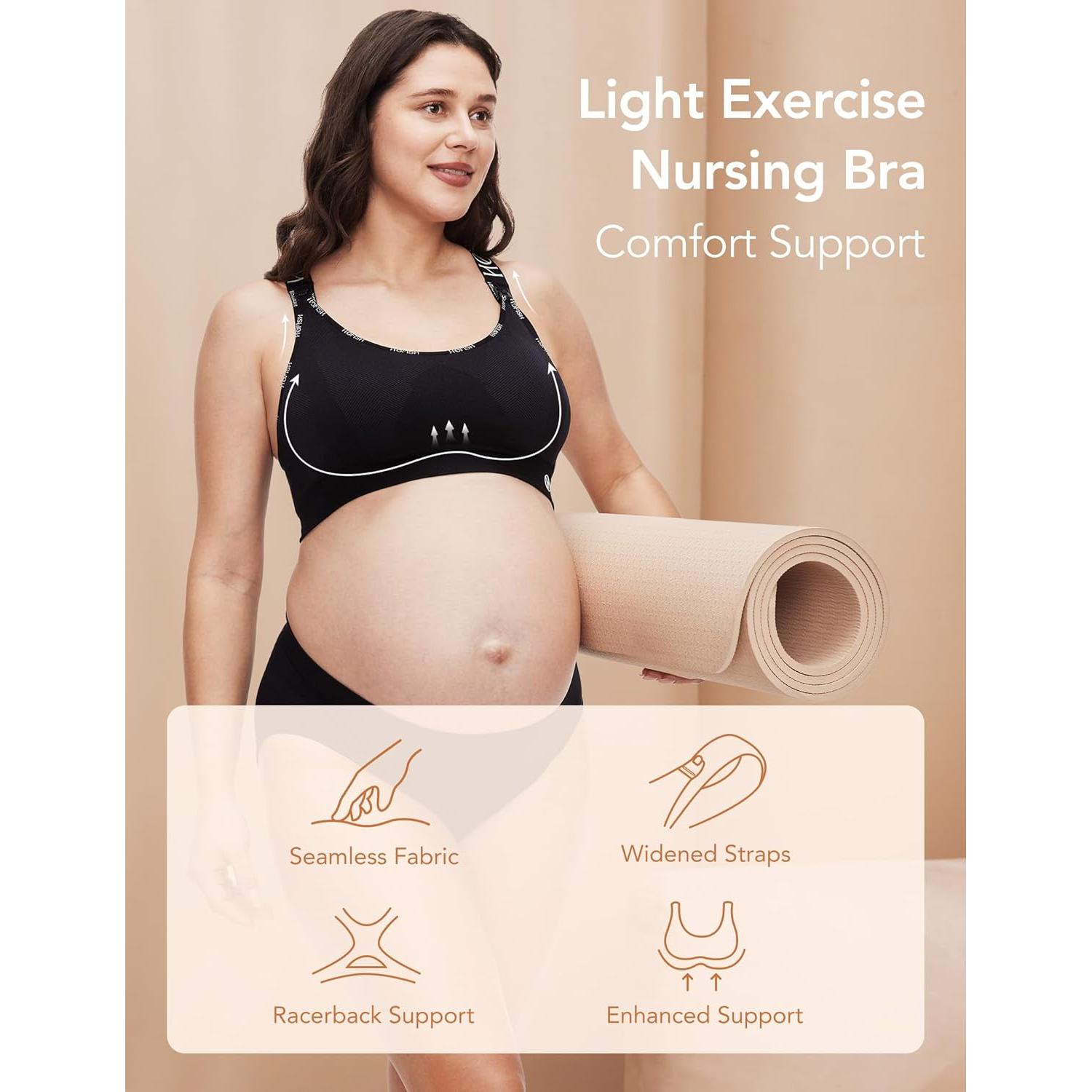 Sostén de Lactancia HOFISH Sin Costuras Negro para Maternidad