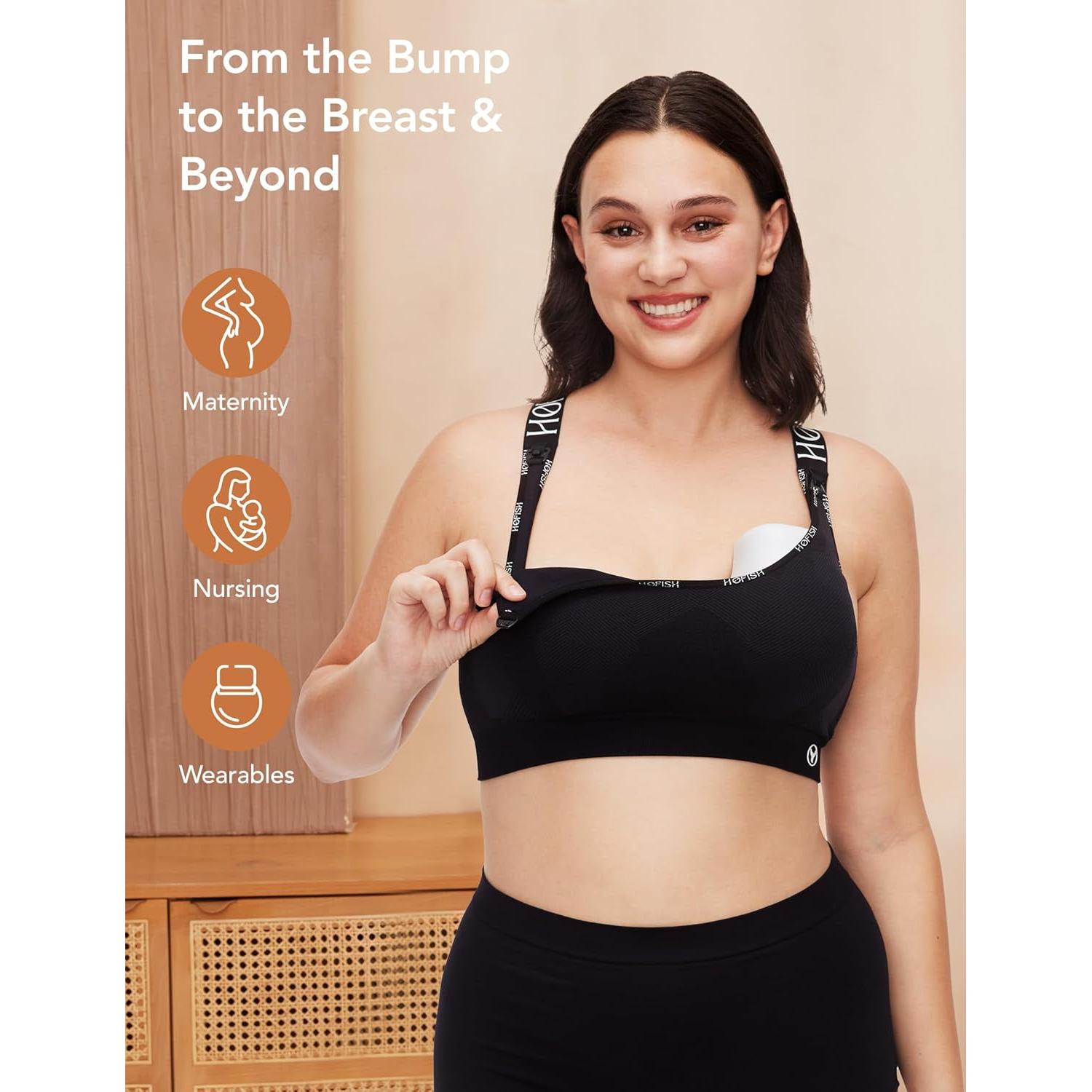 Sostén de Lactancia HOFISH Sin Costuras Negro para Maternidad
