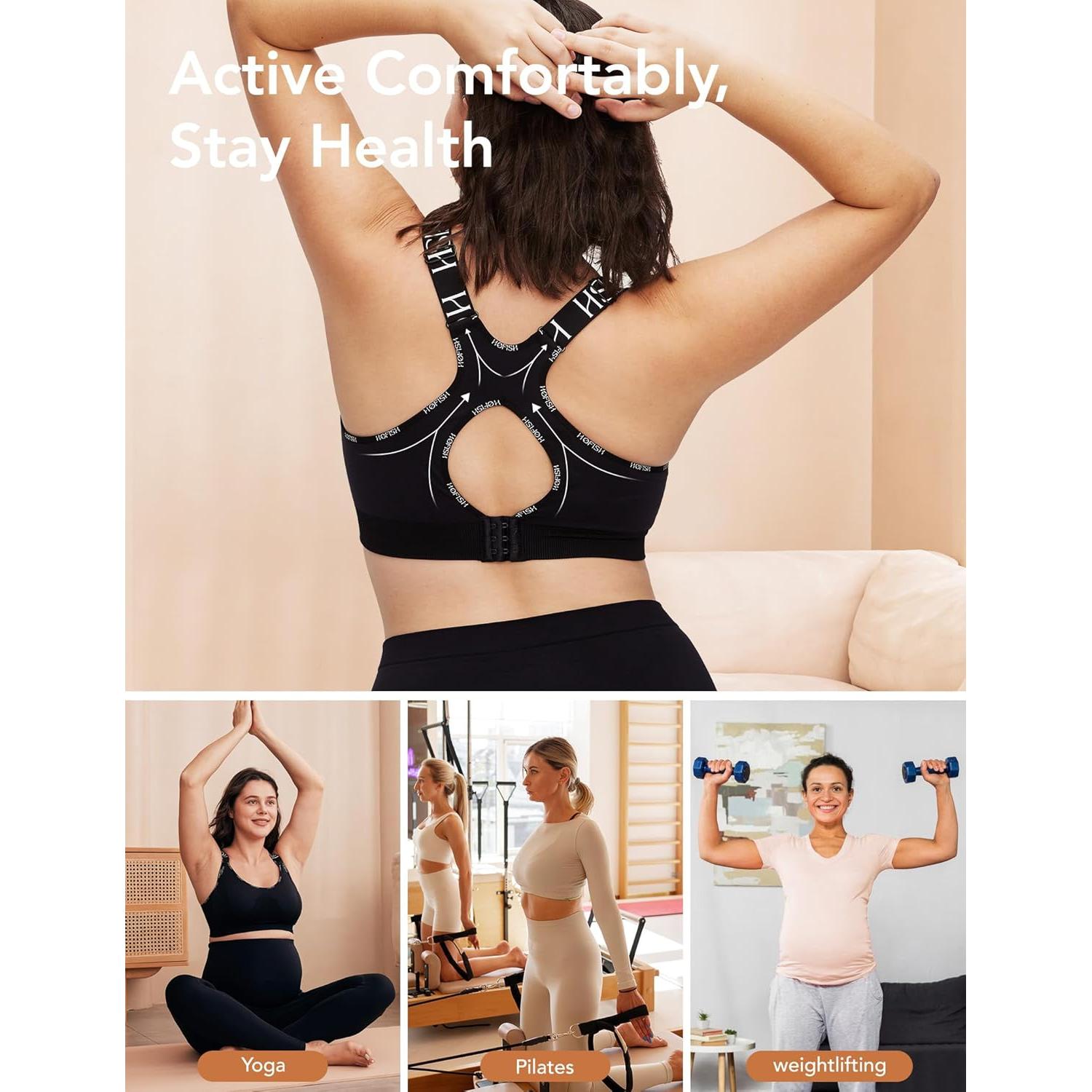 Sostén de Lactancia HOFISH Sin Costuras Negro para Maternidad