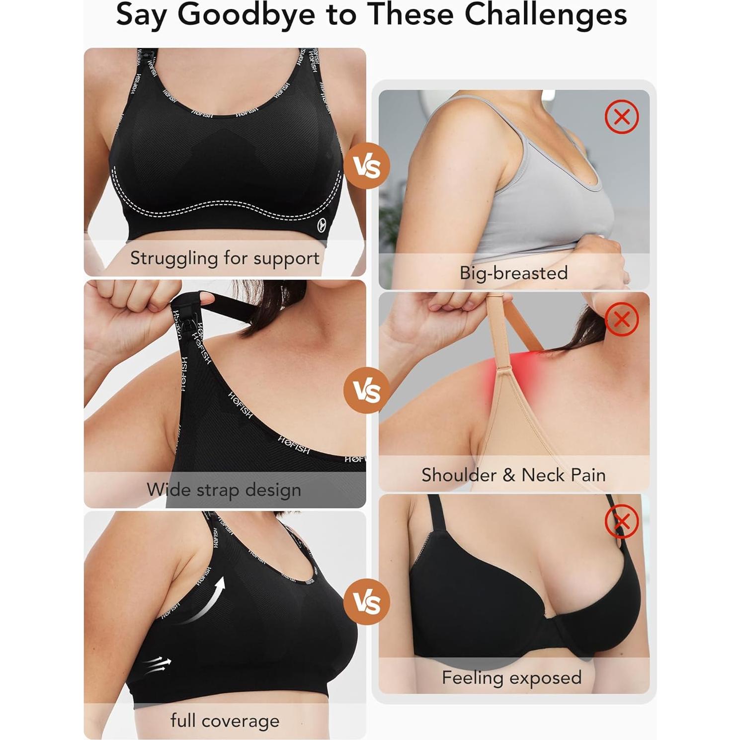 Sostén de Lactancia HOFISH Sin Costuras Negro para Maternidad