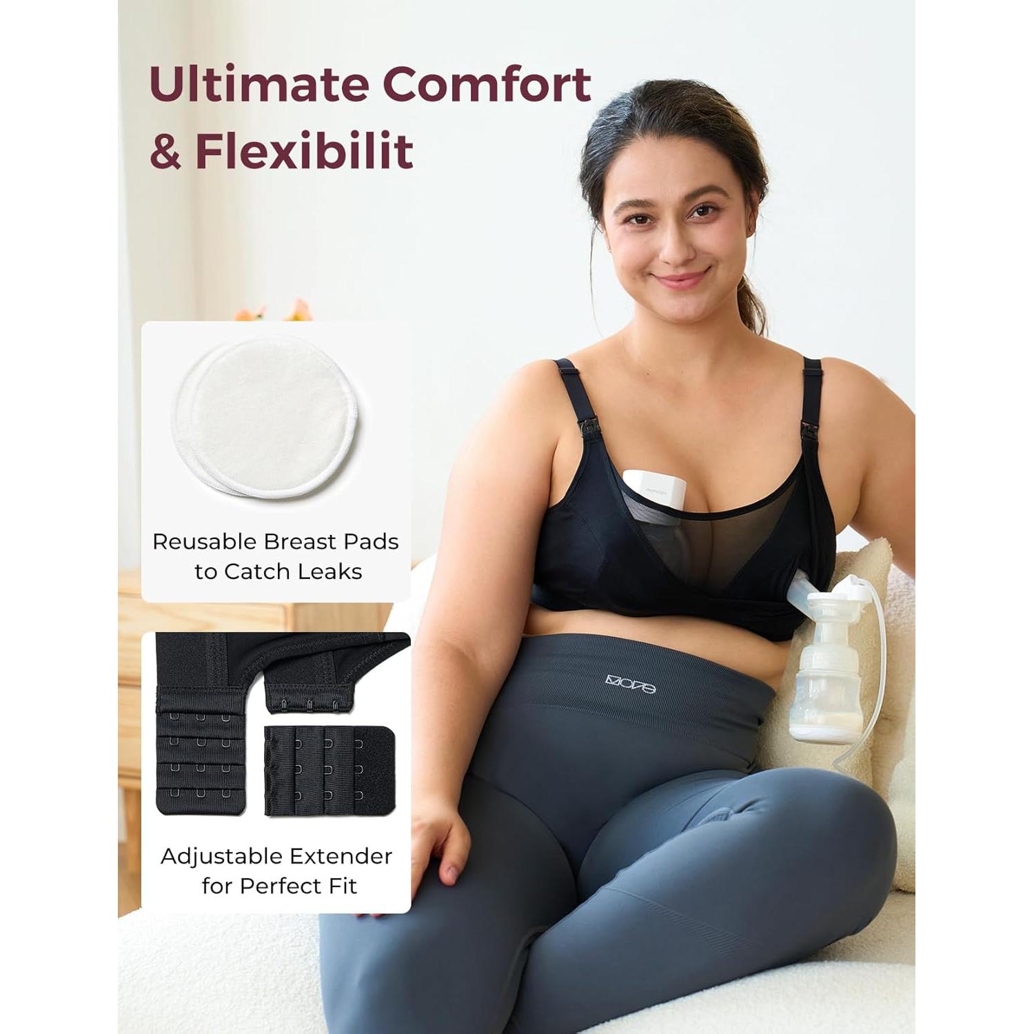 Sujetador de Lactancia Manos Libres Momcozy Talla Grande Negro