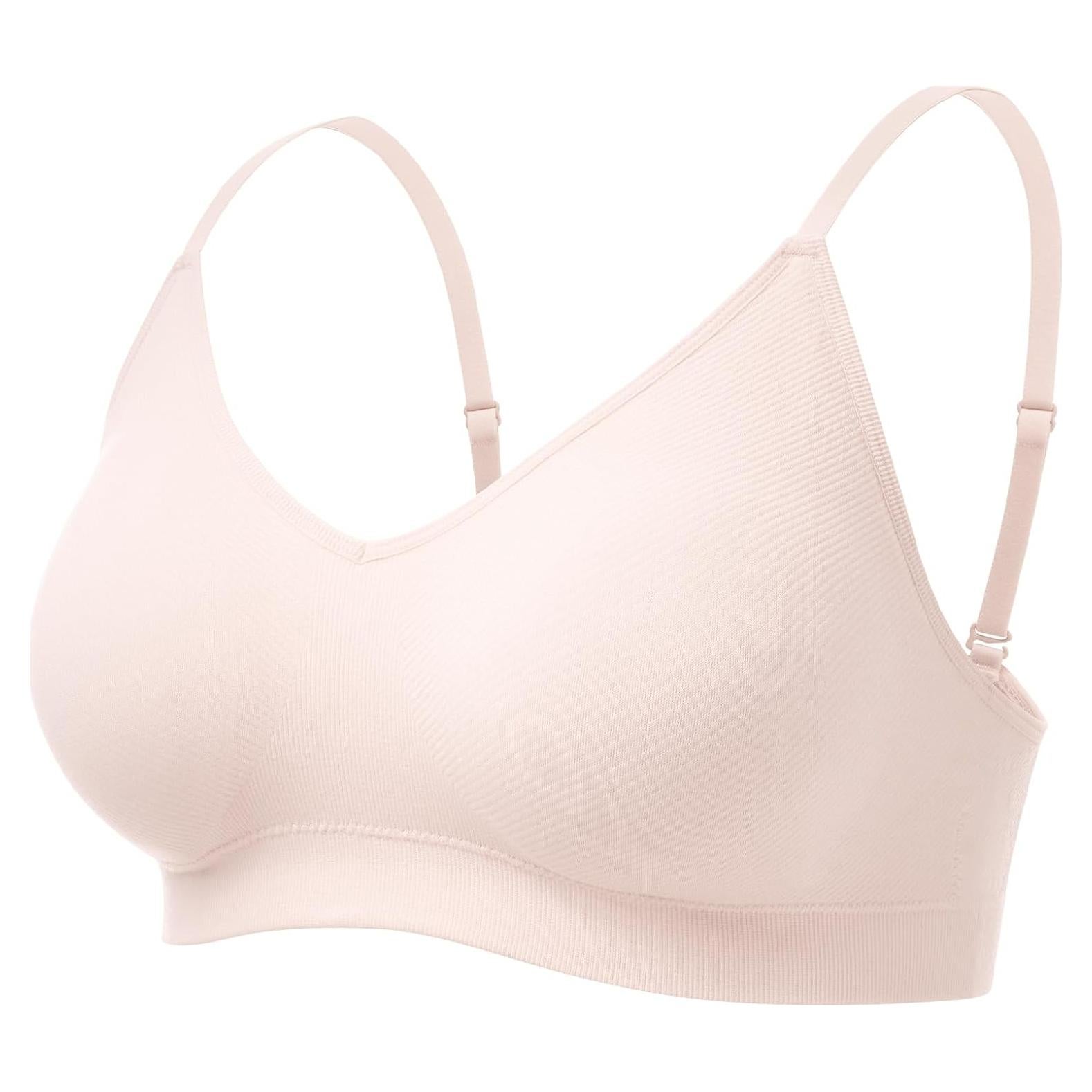 Momcozy Nursing Bras for Breastfeeding and Sleep, Seamless Soft & Stretchy Maternity Bra, V Neck Wireless Pregnancy Bralette