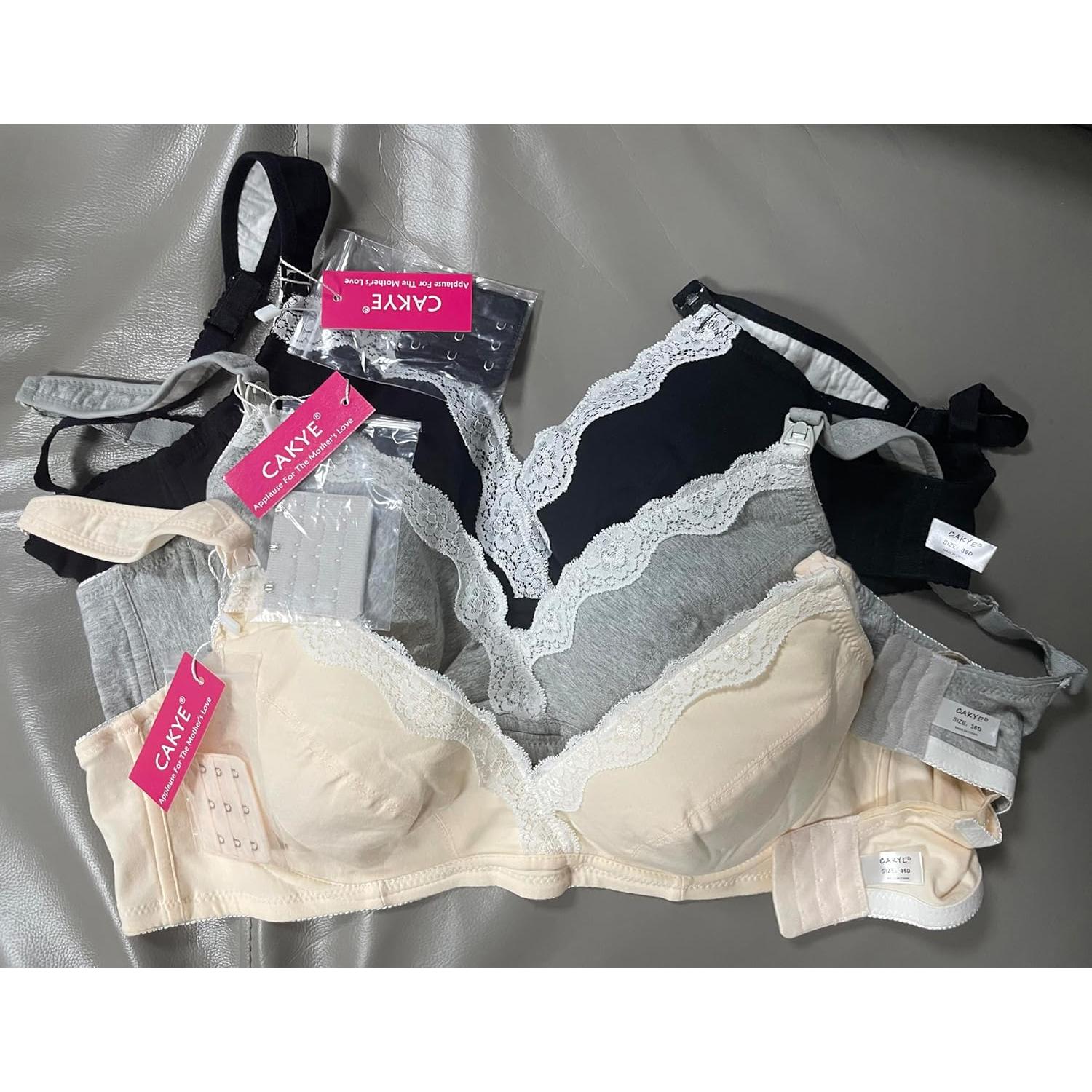 Sujetador de Maternidad CAKYE 3 Pack Algodón C Negro/Gris/Nude