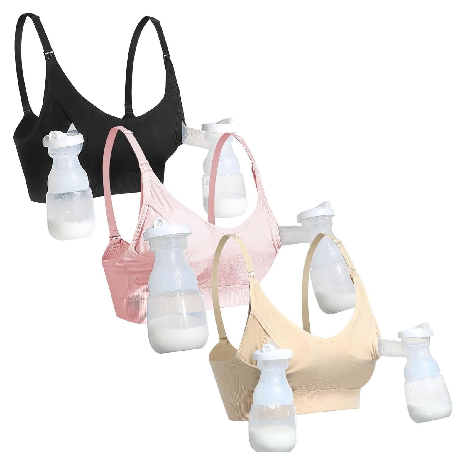 GXXGE Nursing Bra Support Pumping Bra Hands Free All in One Maternity Bra Comfortable Breast No Pad Pumps Bra