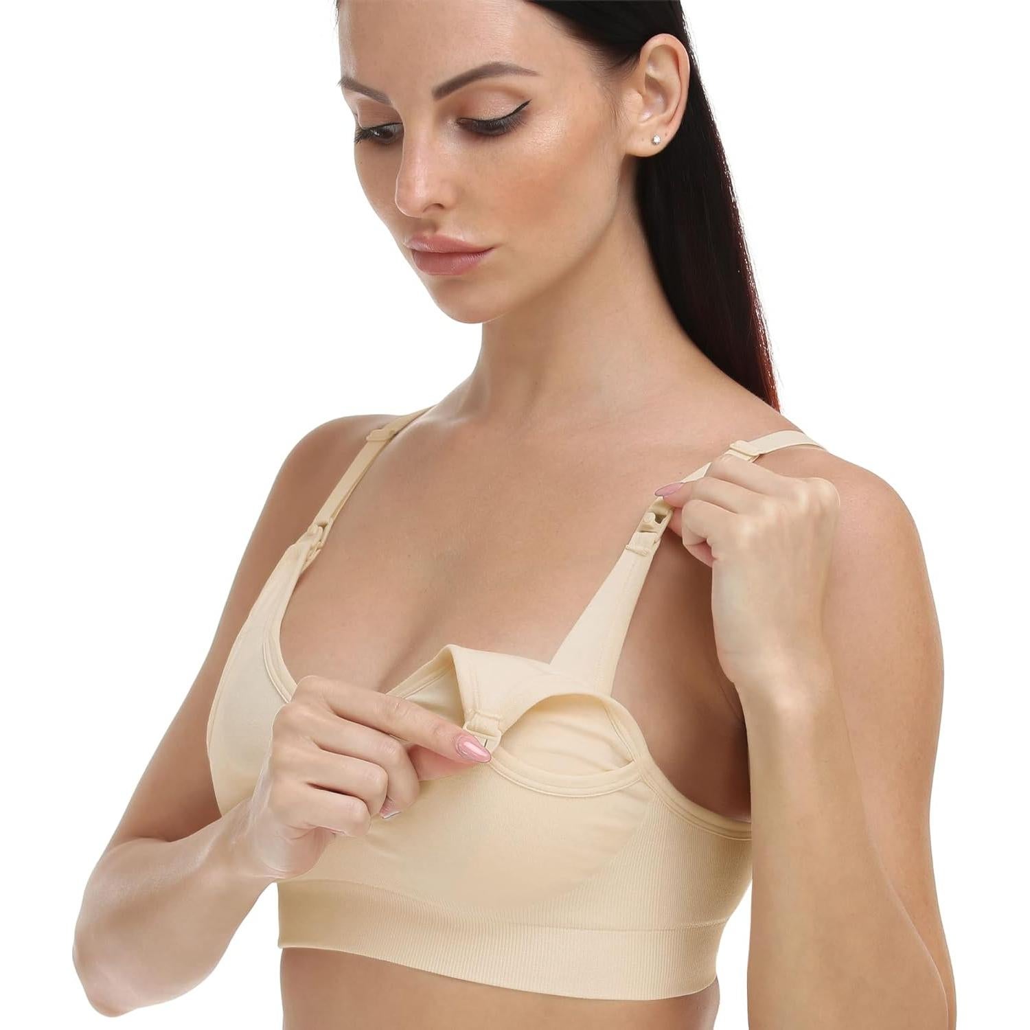 GXXGE Nursing Bra Support Pumping Bra Hands Free All in One Maternity Bra Comfortable Breast No Pad Pumps Bra