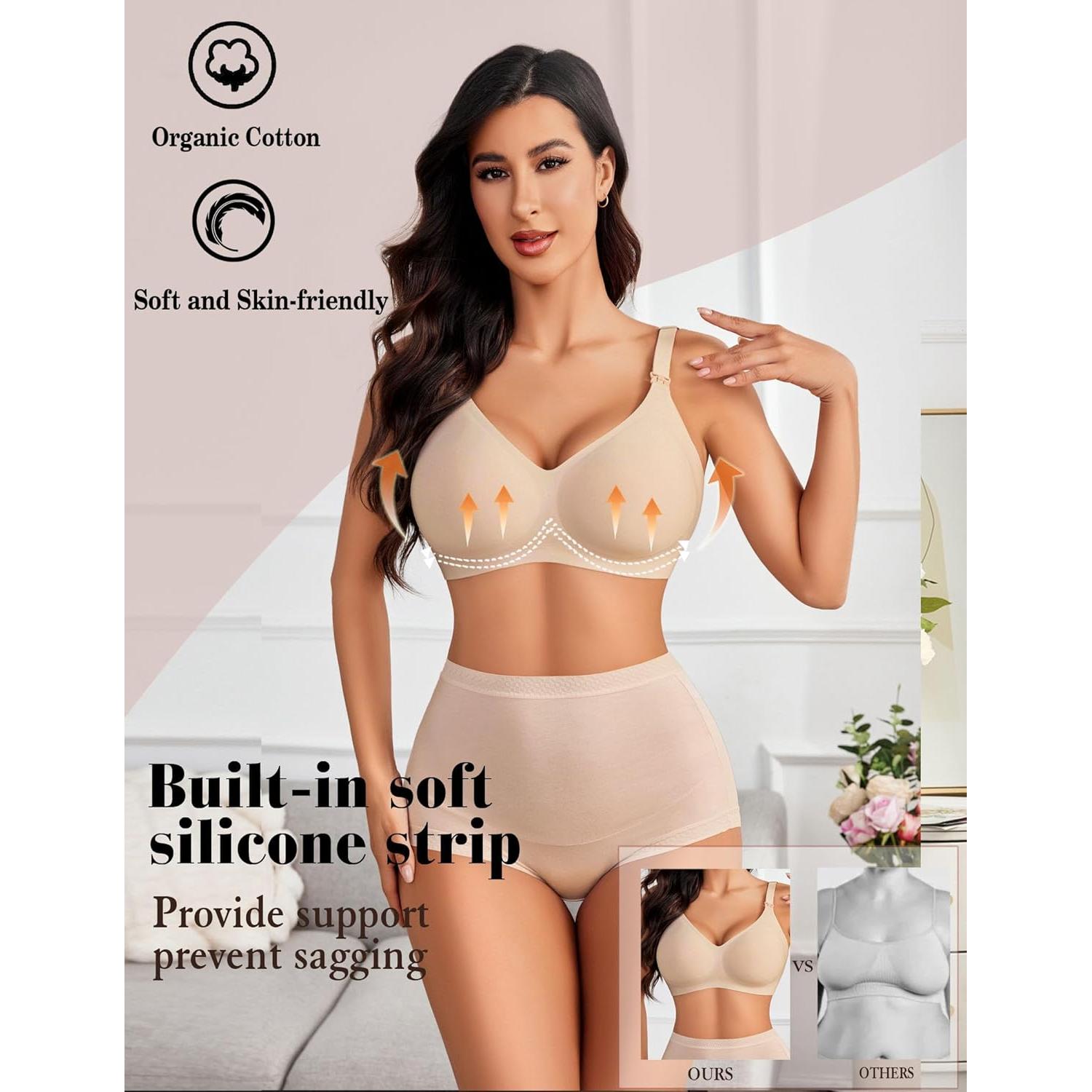 Sujetador de Lactancia Avidlove Sin Costuras Grande Caqui