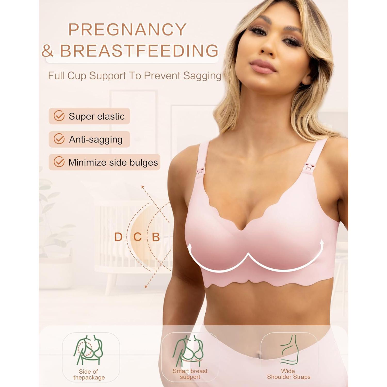 Sujetador de Lactancia Inalámbrico Hadas 3X Grande Rosa Ostra