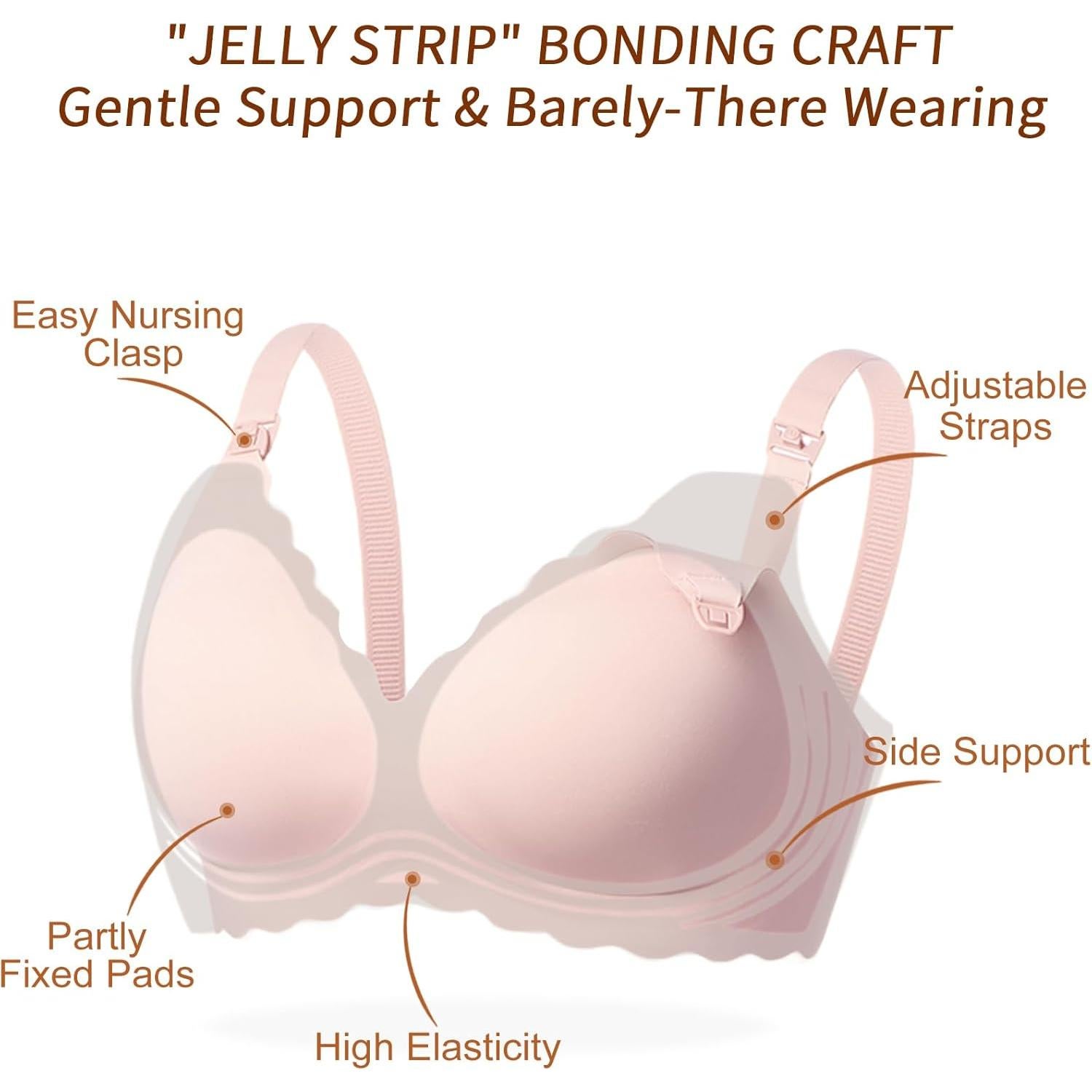 Sujetador de Lactancia Inalámbrico Hadas 3X Grande Rosa Ostra