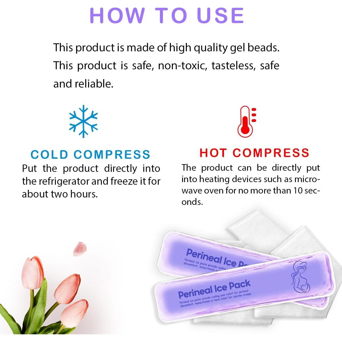 Paquetes de Hielo Perineales Reutilizables Couleurs - 2 Almohadillas + 5 Mangas