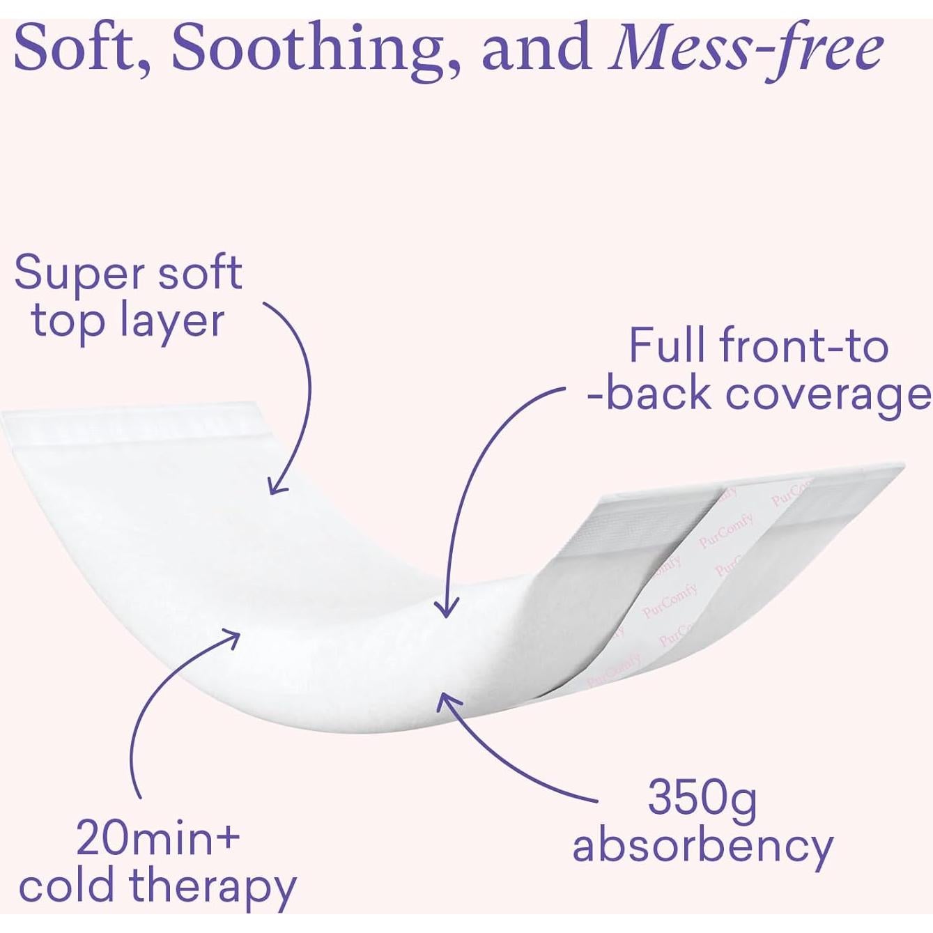 Compresas Postparto 2-en-1 PurComfy - 10 Unidades Alivio Dolor