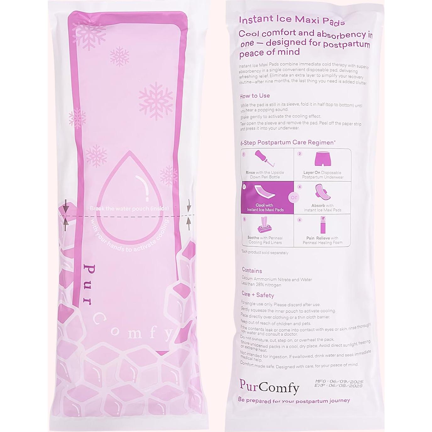 Compresas Postparto 2-en-1 PurComfy - 10 Unidades Alivio Dolor