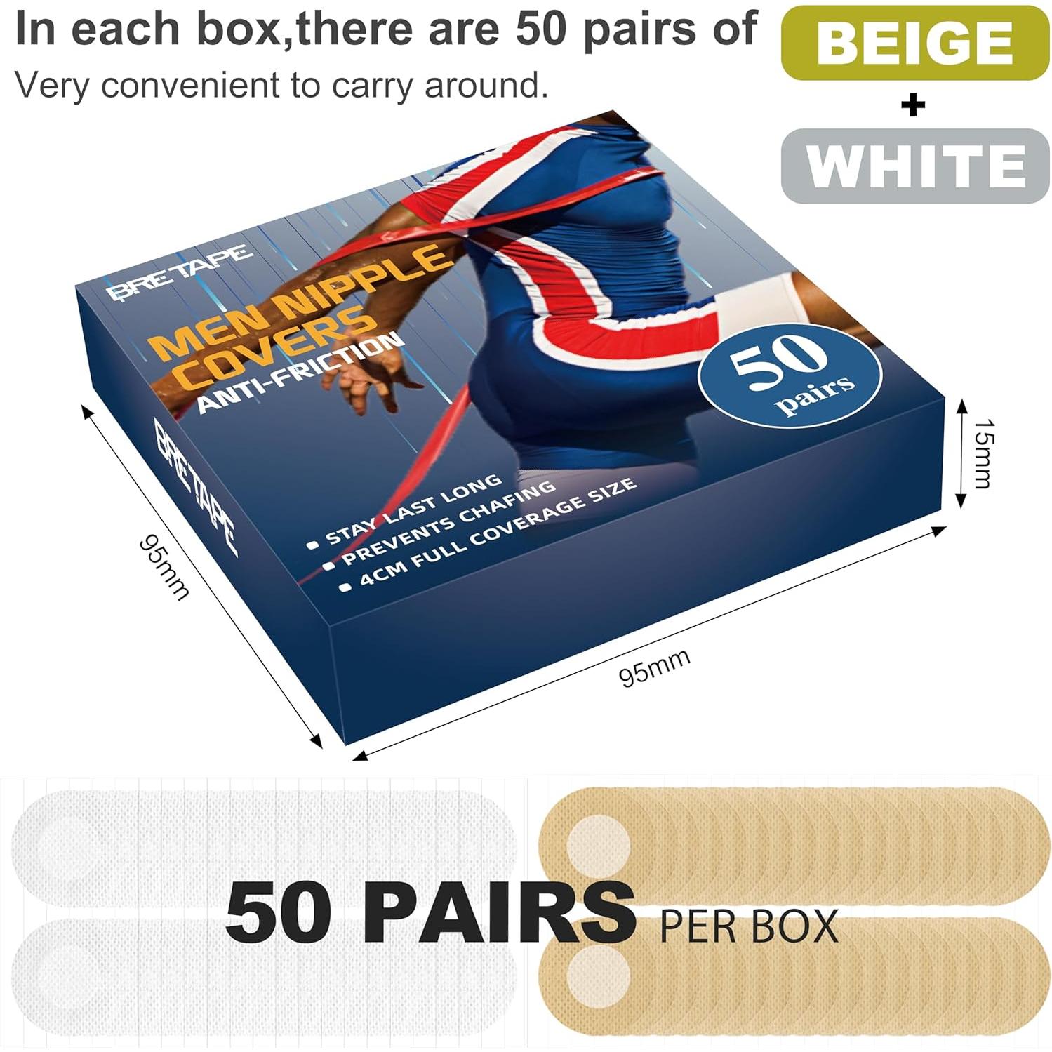 Cubiertas de Pezón para Hombres Bretape 100 Pcs Anti-Rozaduras
