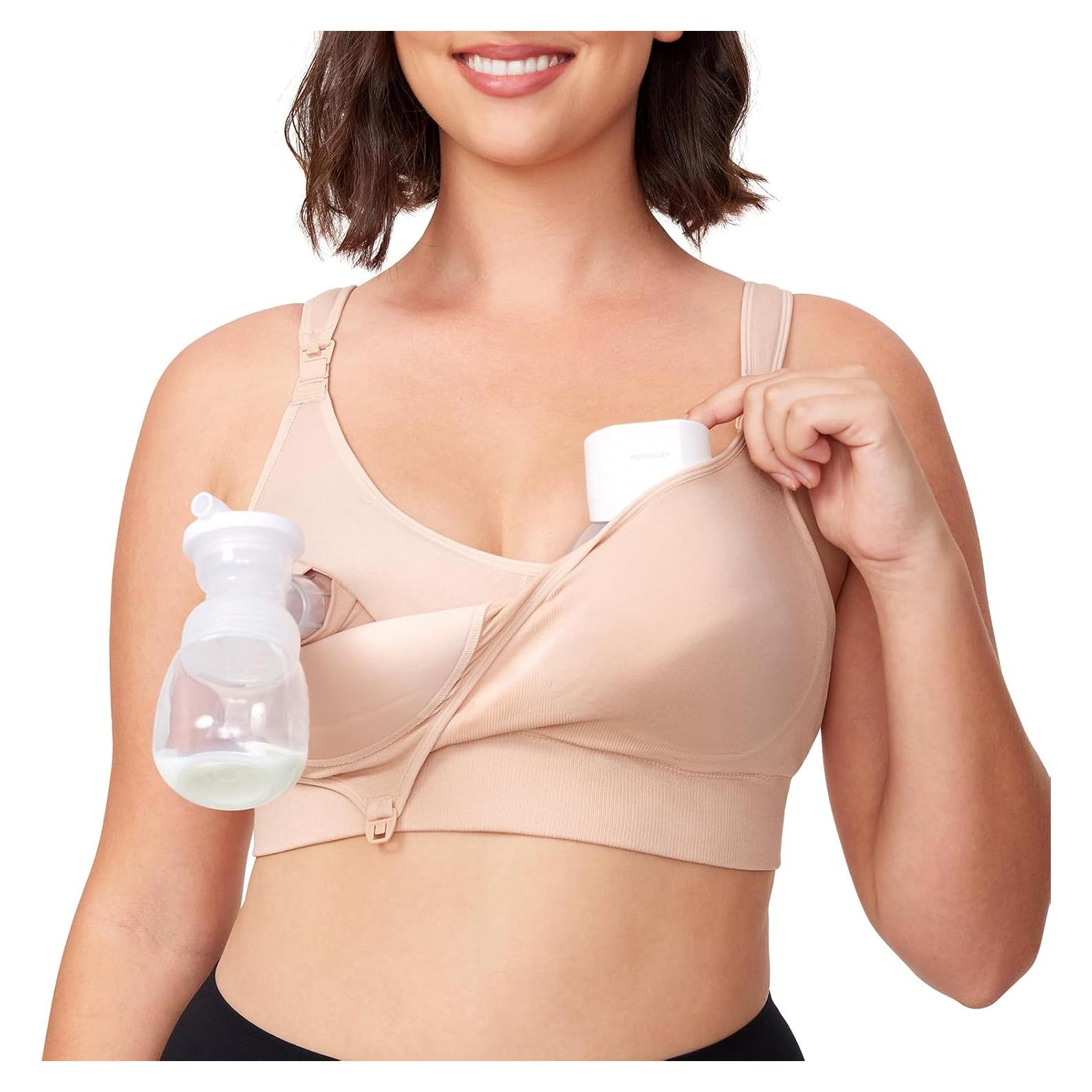 Momcozy Pumping Bra Hands Free, All-in-One Nursing Bras for Breastfeeding & Pumping, Fixed Padding for Enhanced Shape