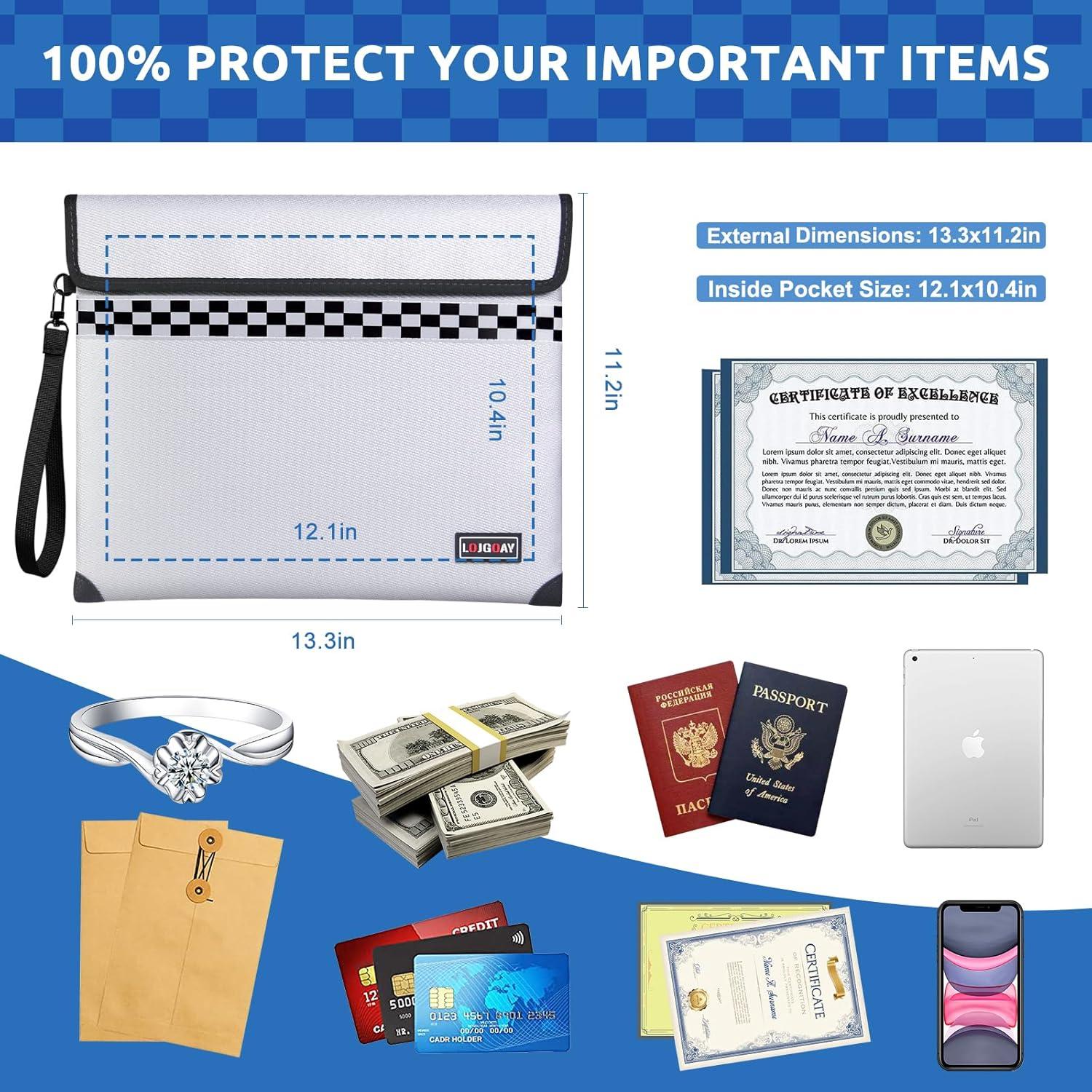 Bolsa a Prueba de Fuego LOJGOAY 33x28 cm Resistente al Agua