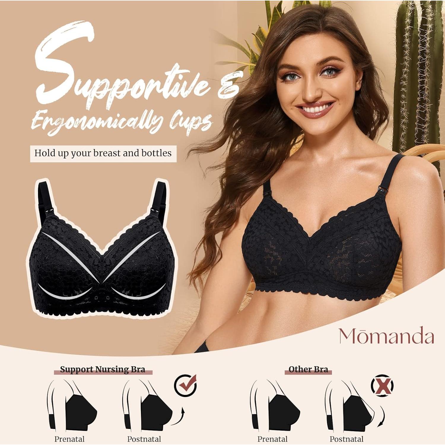 Sostenedor de Lactancia Momanda 36D Negro con Encaje