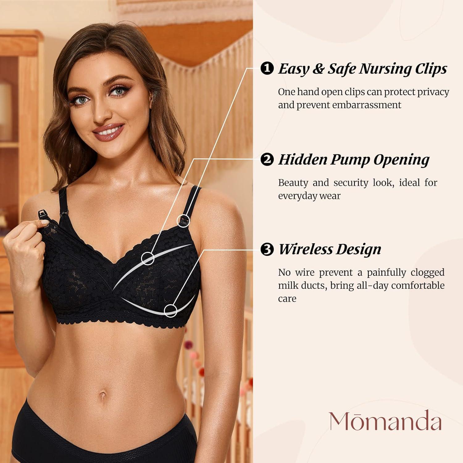 Sostenedor de Lactancia Momanda 36D Negro con Encaje