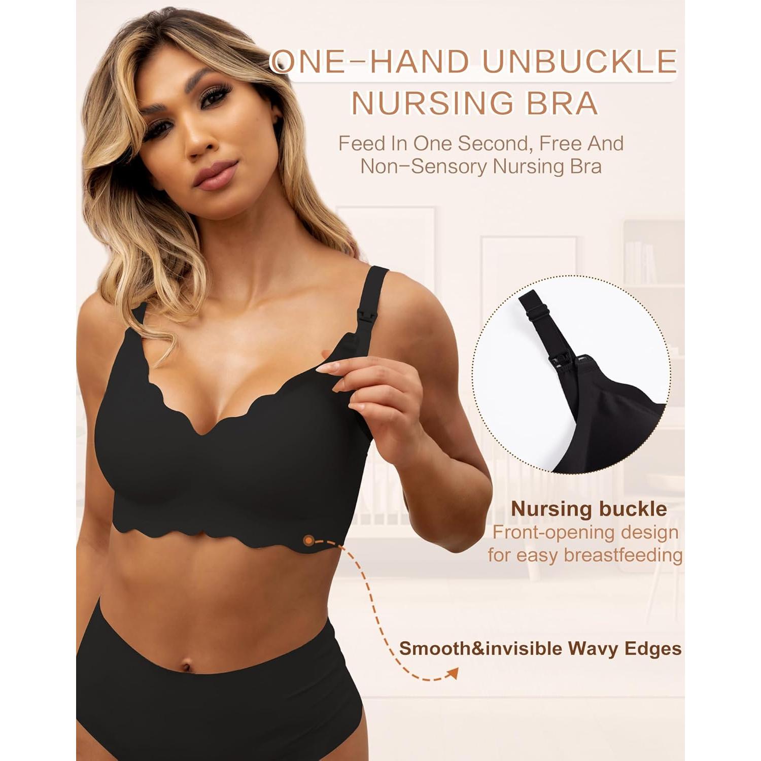 Sostén de Lactancia Sin Costuras Bralette Maternidad Negro XX-Large