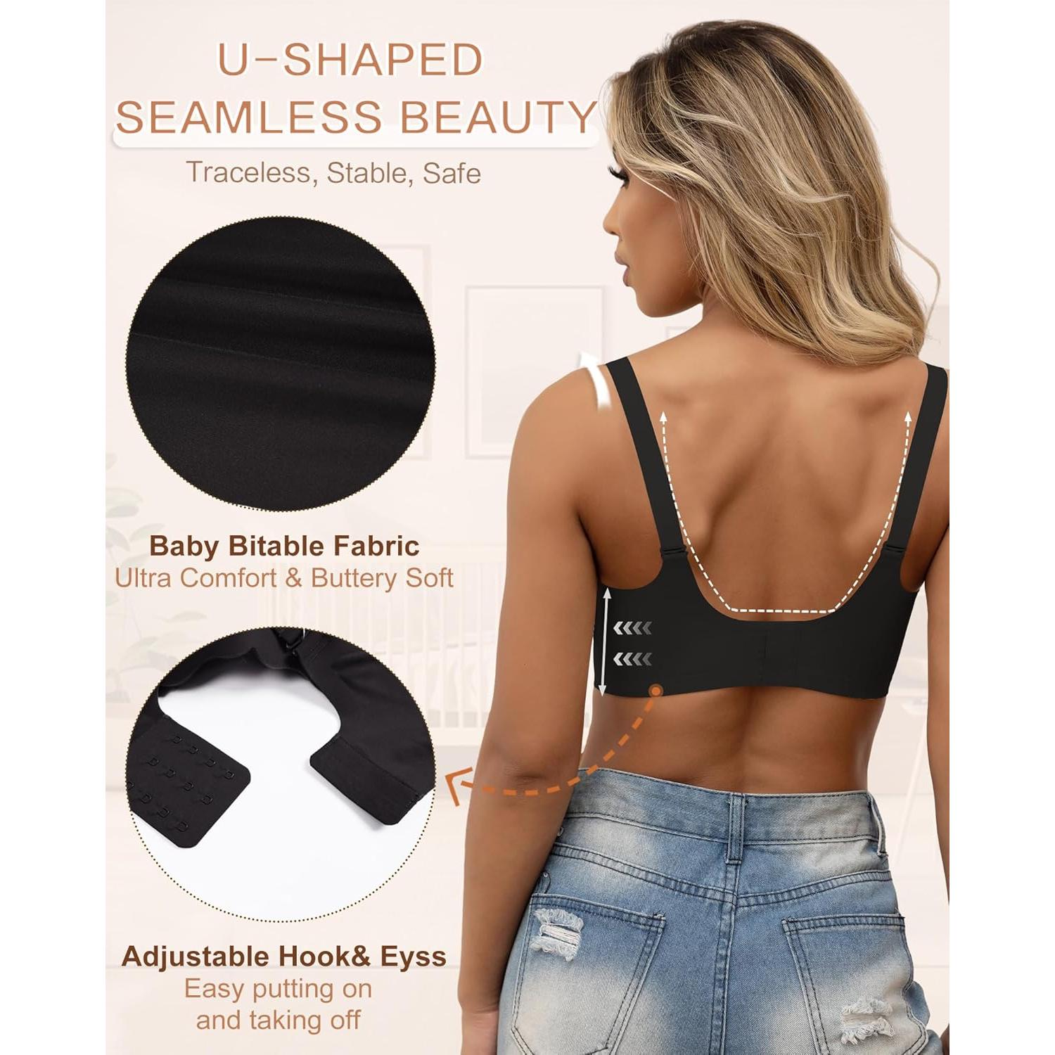 Sostén de Lactancia Sin Costuras Bralette Maternidad Negro XX-Large