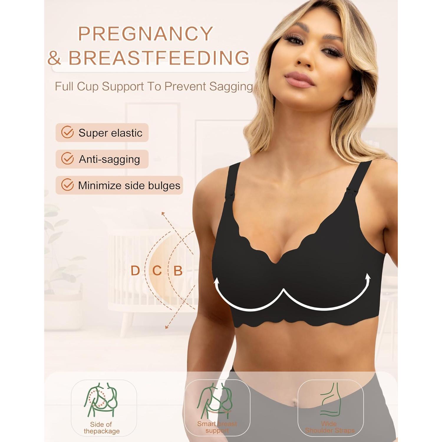 Sostén de Lactancia Sin Costuras Bralette Maternidad Negro XX-Large