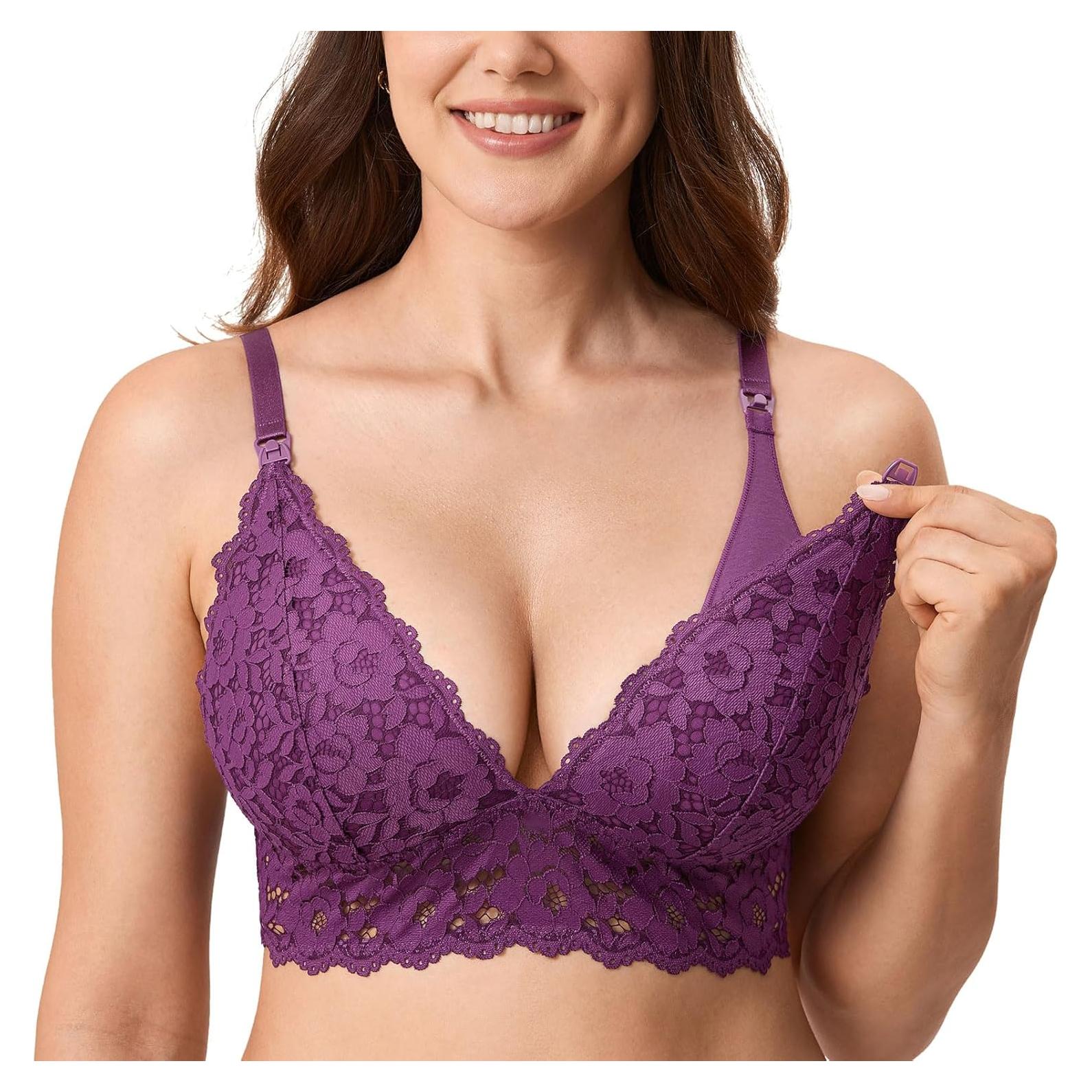 Sosten de Lactancia XZT1GY 38E Encaje Sin Aros Moras Púrpuras