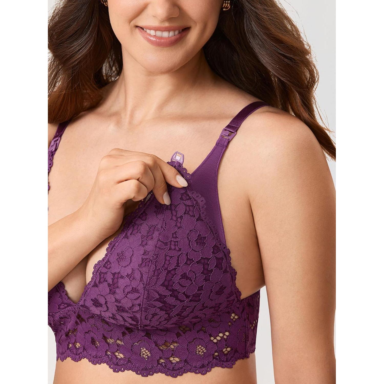 Sosten de Lactancia XZT1GY 38E Encaje Sin Aros Moras Púrpuras