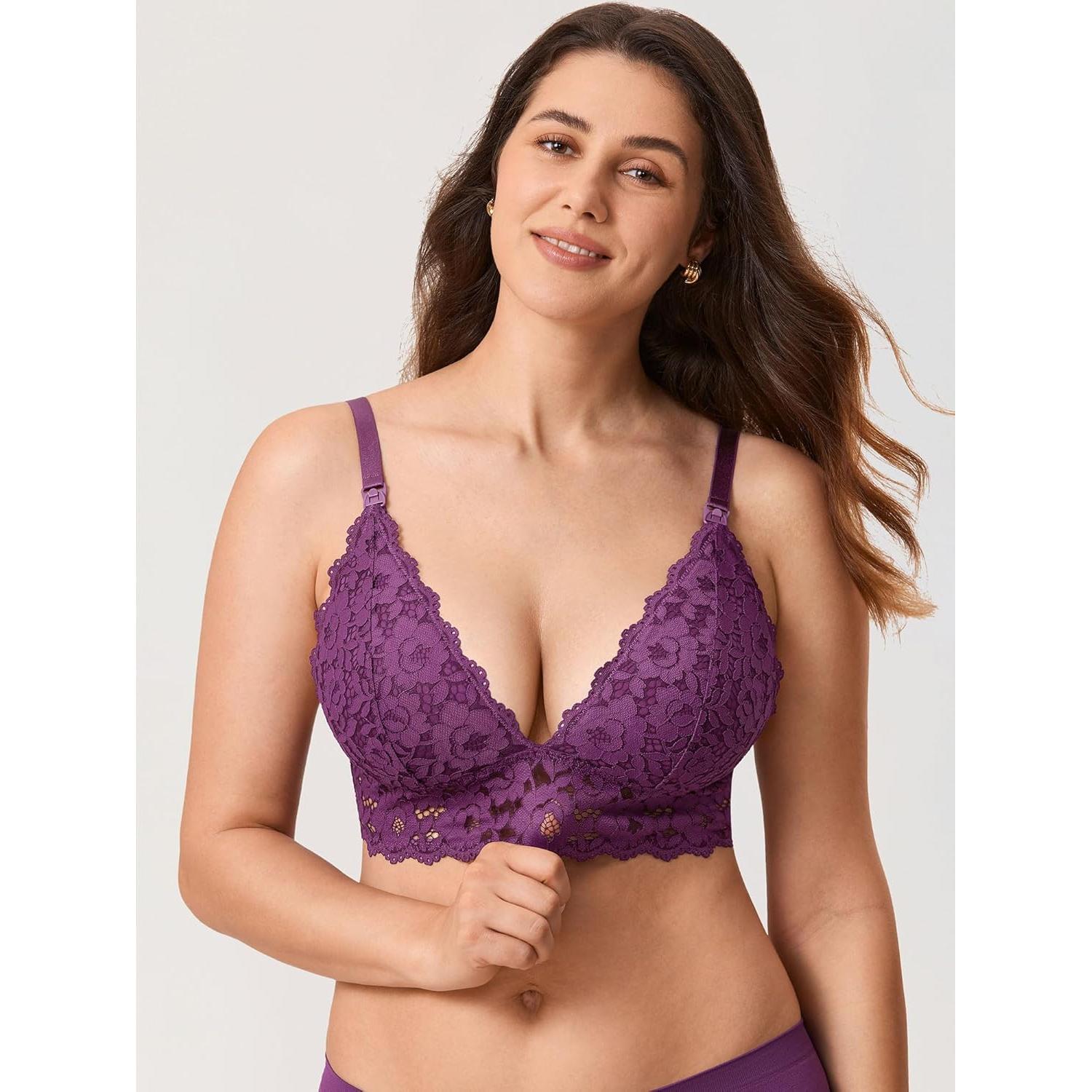 Sosten de Lactancia XZT1GY 38E Encaje Sin Aros Moras Púrpuras