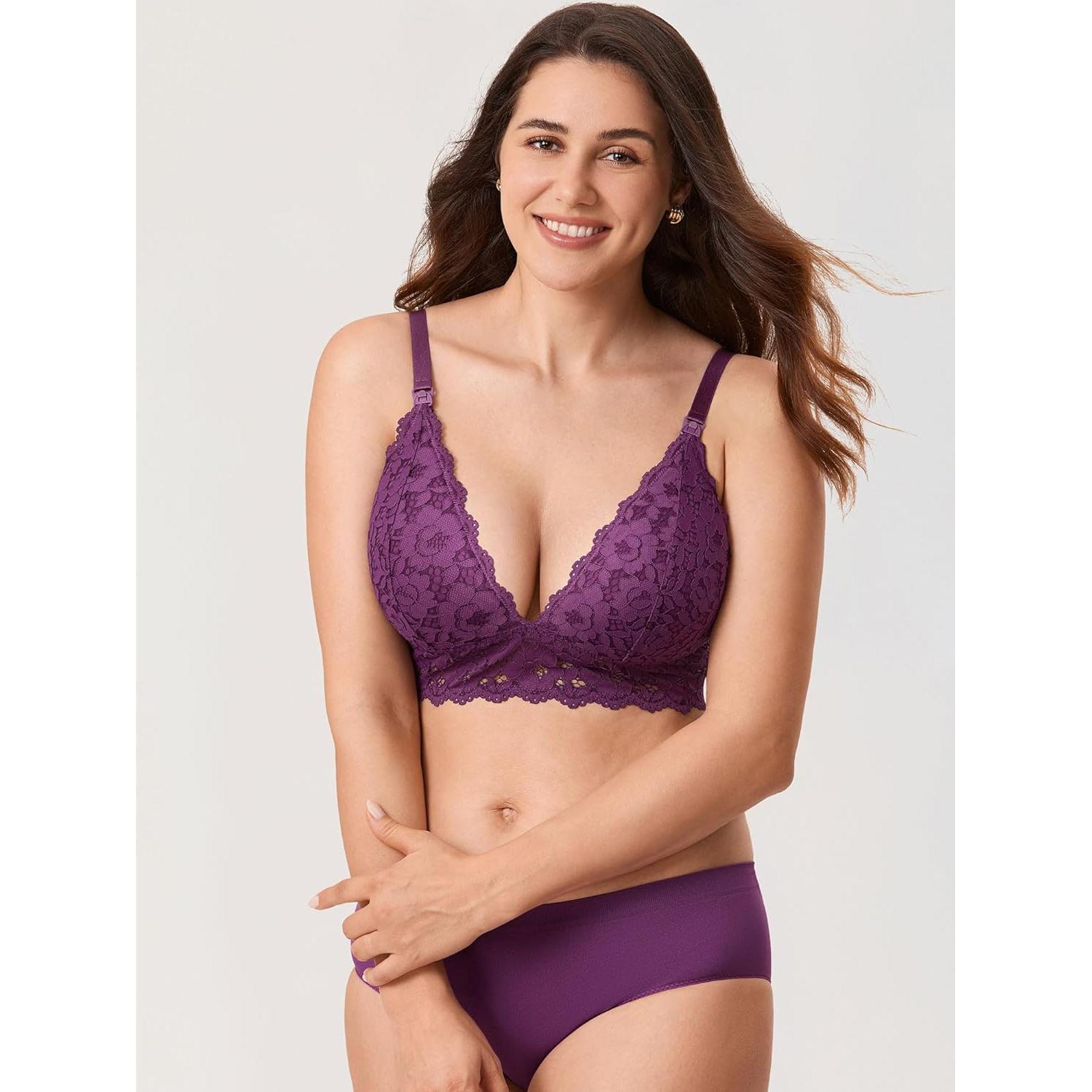 Sosten de Lactancia XZT1GY 38E Encaje Sin Aros Moras Púrpuras