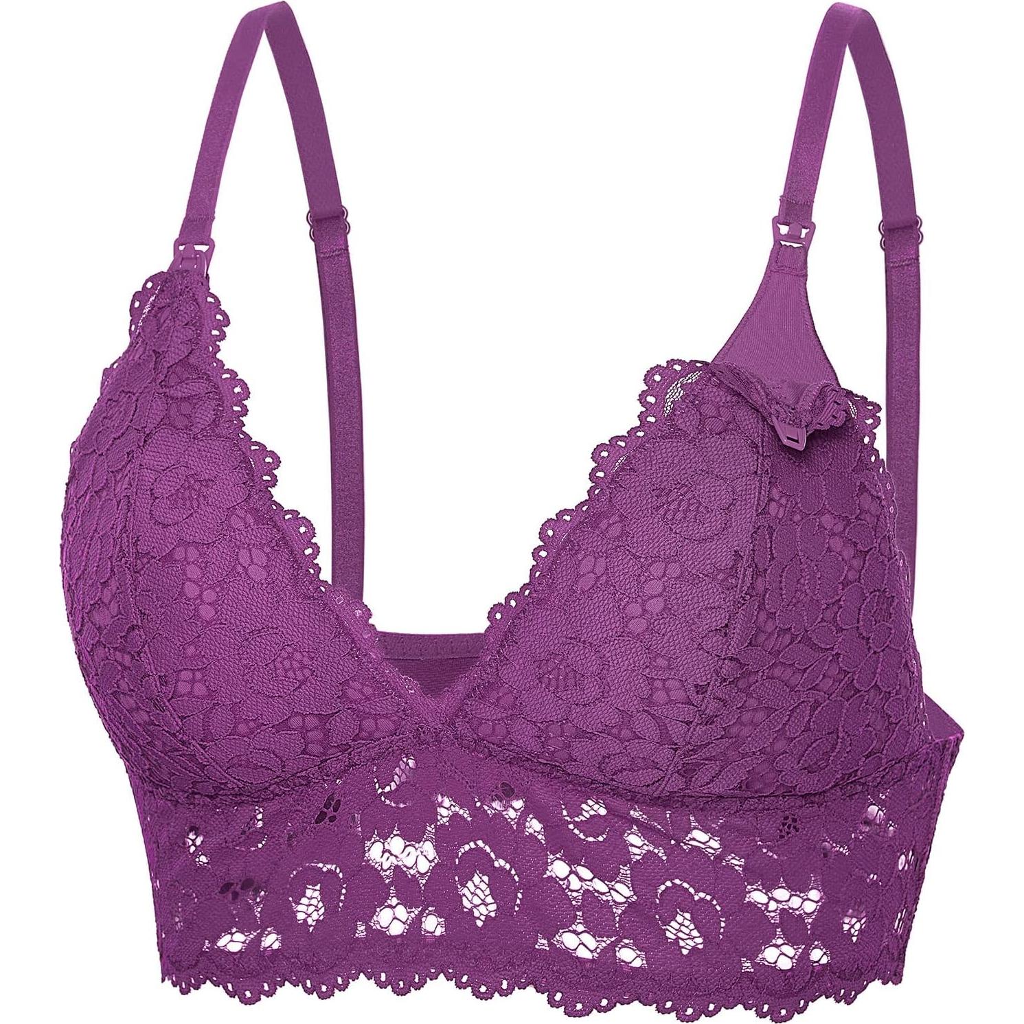 Sosten de Lactancia XZT1GY 38E Encaje Sin Aros Moras Púrpuras