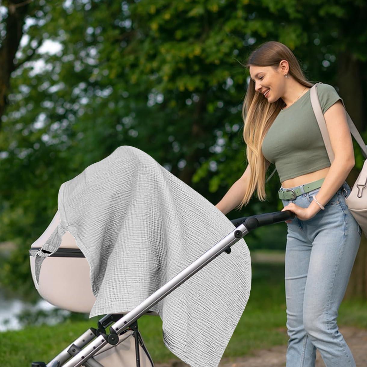 Cubierta de Lactancia Algodón Gris Blanco - Multiusos y Transpirable