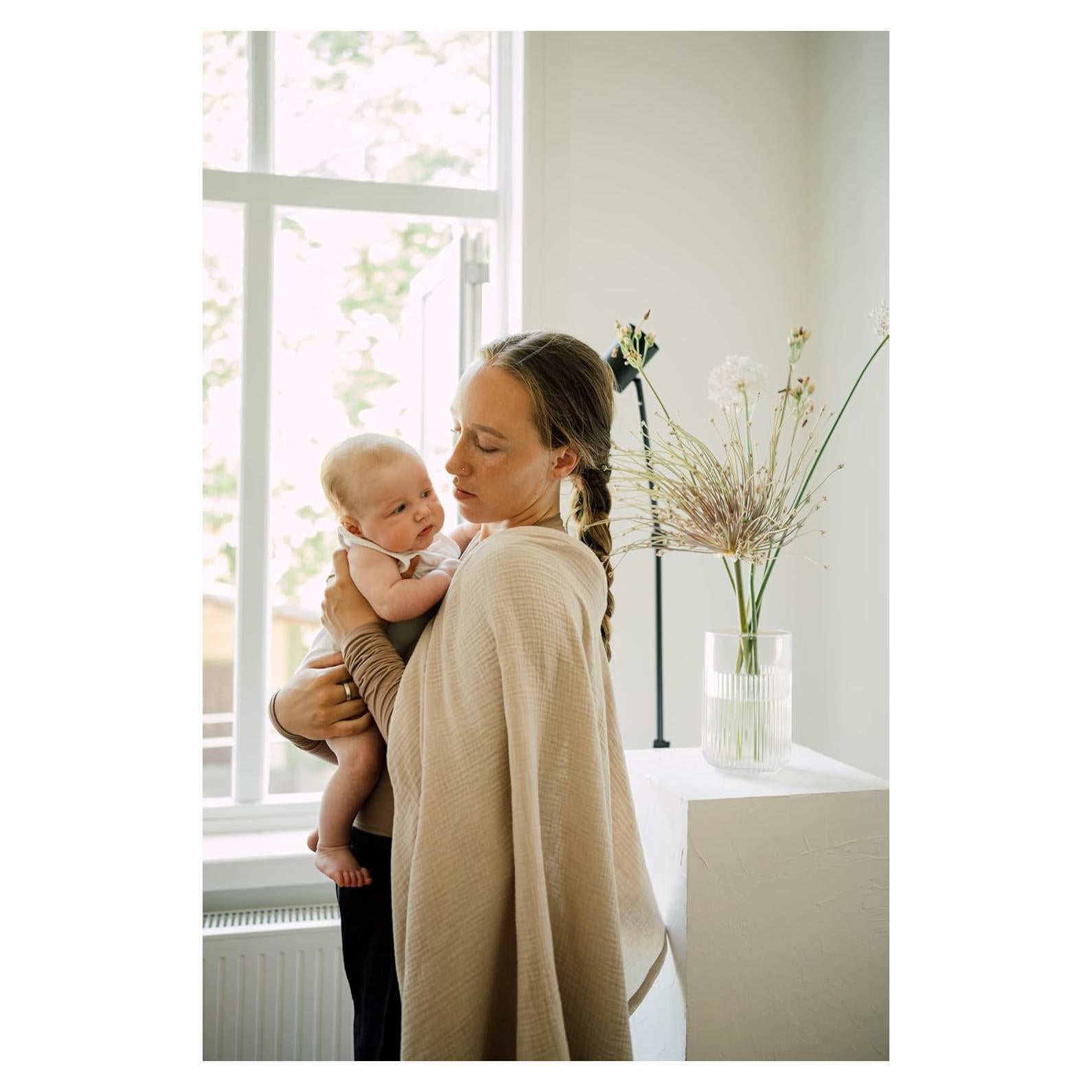 Cubierta de Lactancia BOND de Algodón Muselina Marrón Claro