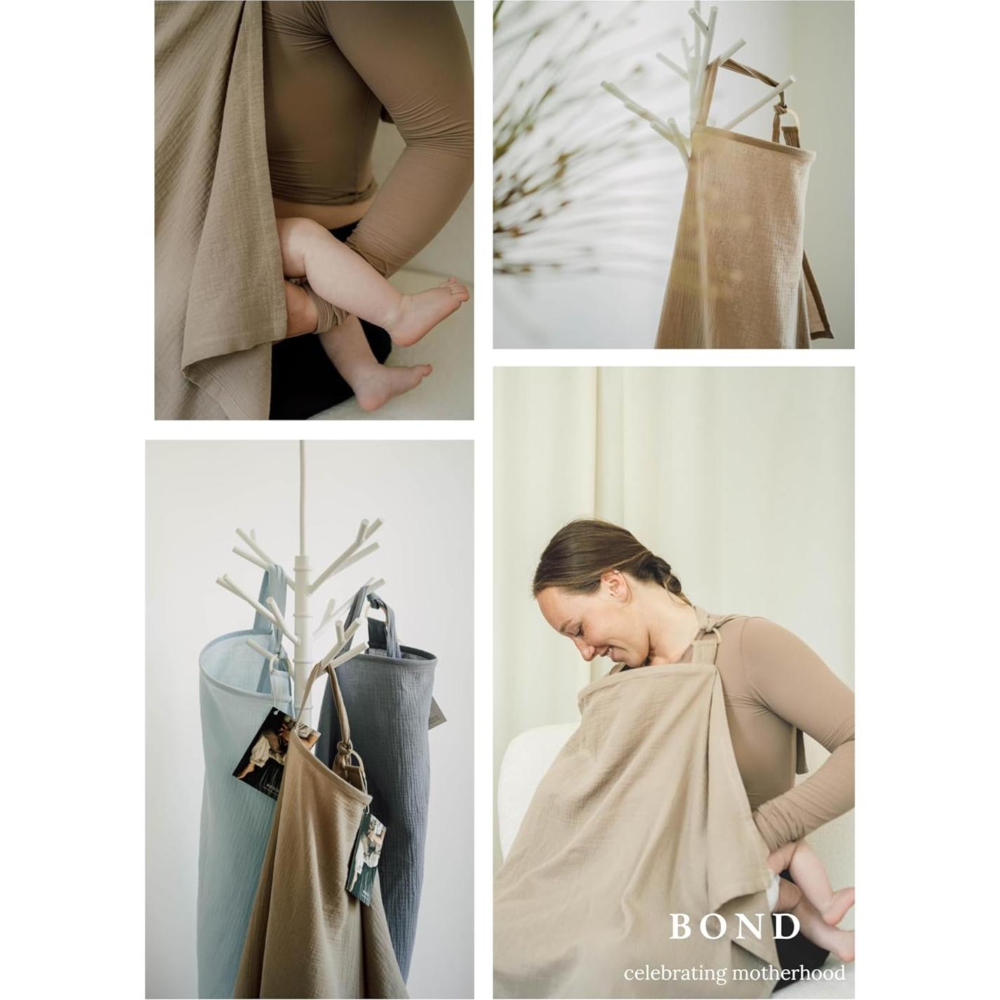 Cubierta de Lactancia BOND de Algodón Muselina Marrón Claro