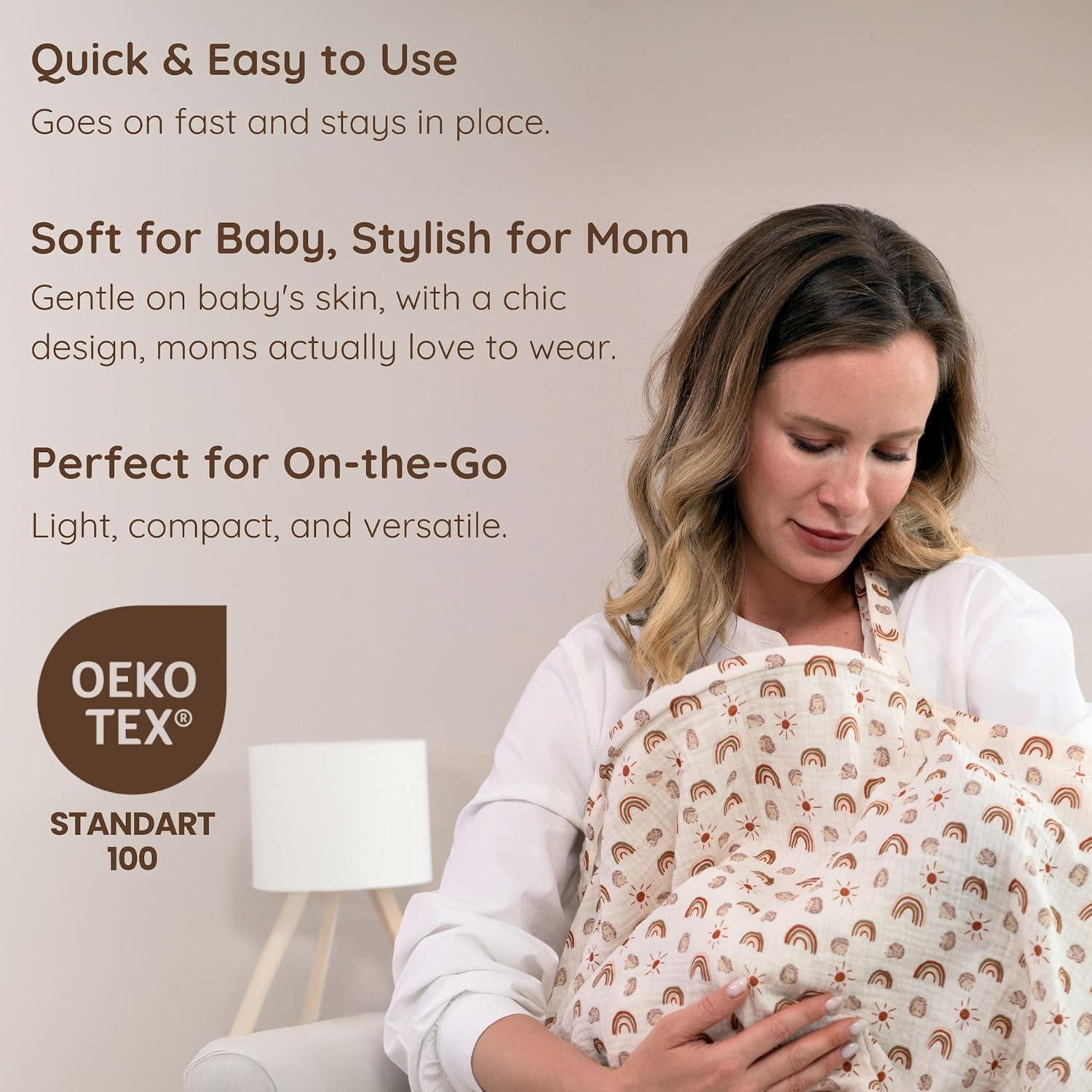 Cubierta de Lactancia Muselina 100% Algodón Arcoíris 101.6x71.1cm