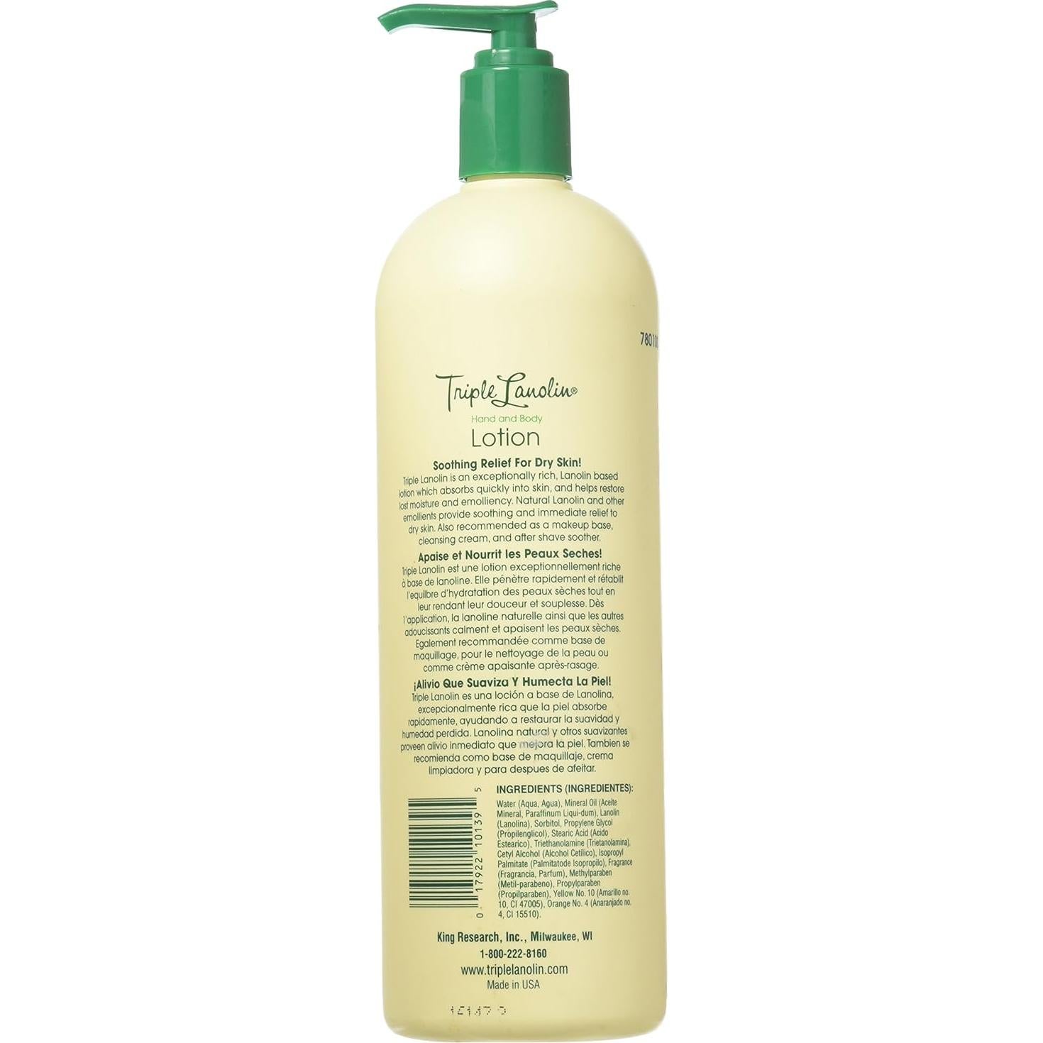 Loción Triple Lanolina para Manos y Cuerpo 567 g