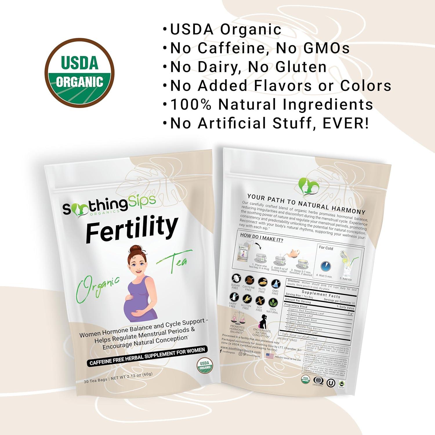 Té Fertilidad Orgánico Soothing Sips - 30 Bolsitas Sin Cafeína