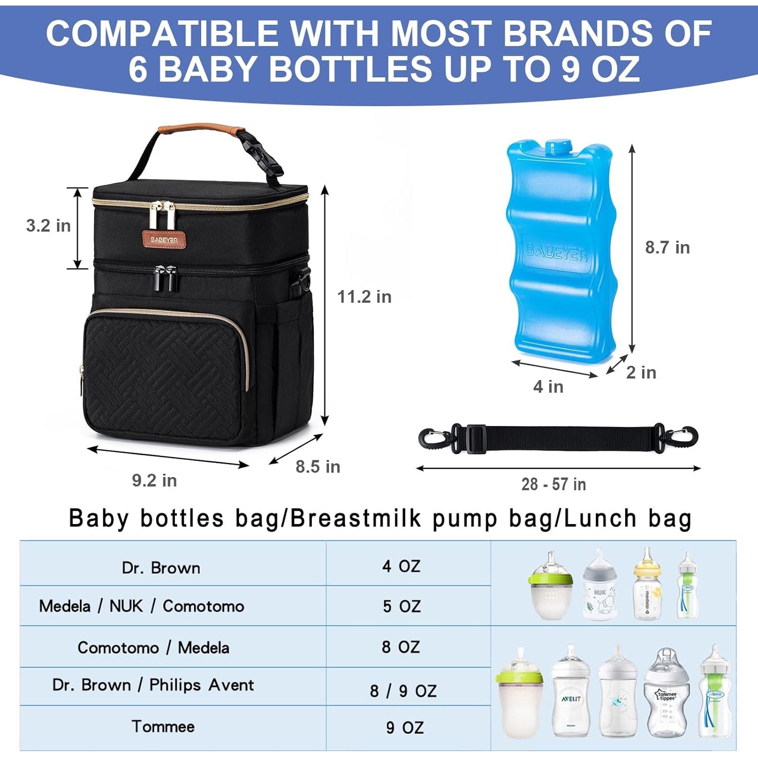 Bolsa de Enfriamiento de Leche Materna BABEYER 8.5L Negra