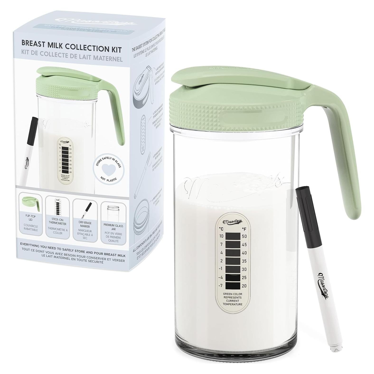 Kit Almacenamiento Leche Materna Masontops 710ml Vidrio Hermético