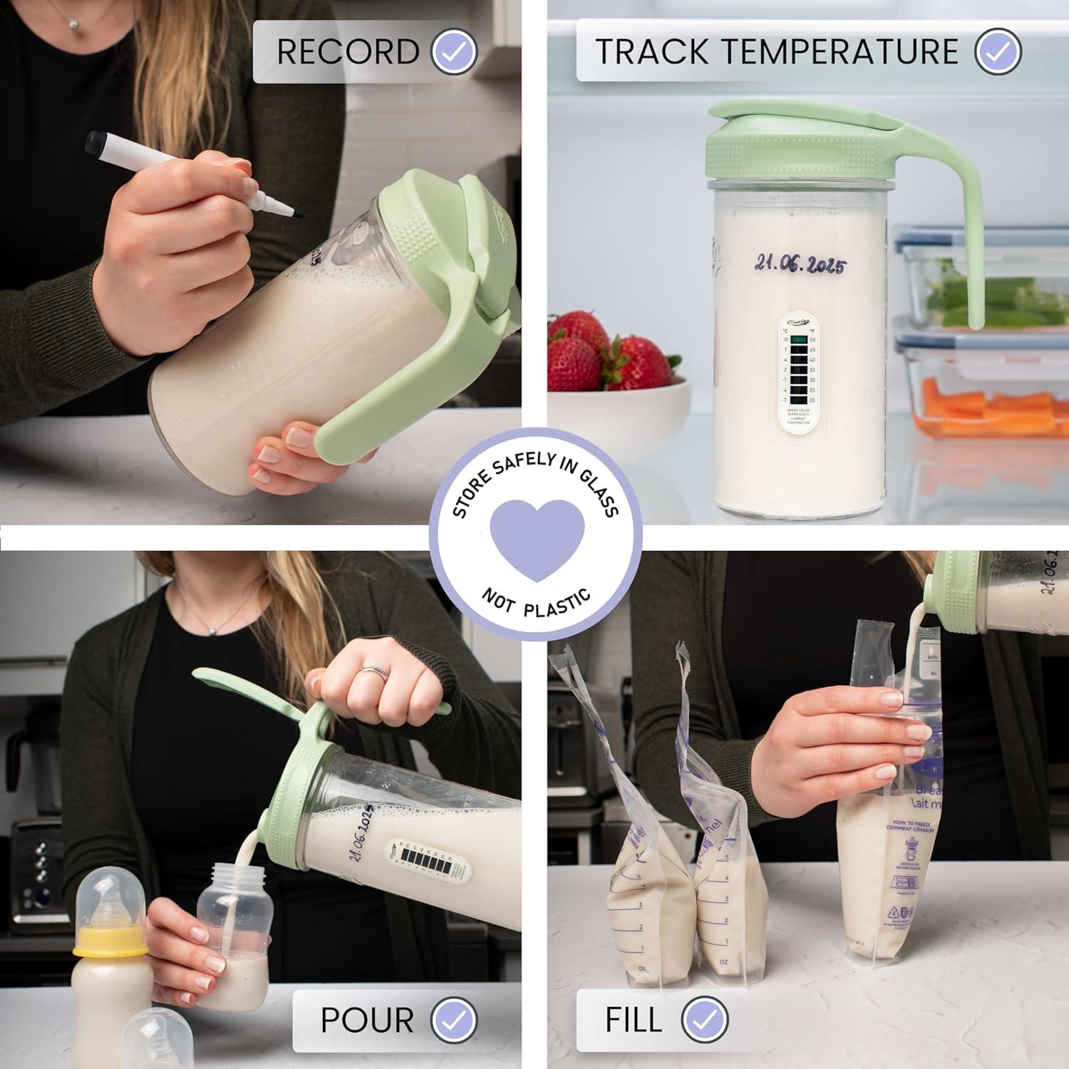 Kit Almacenamiento Leche Materna Masontops 710ml Vidrio Hermético