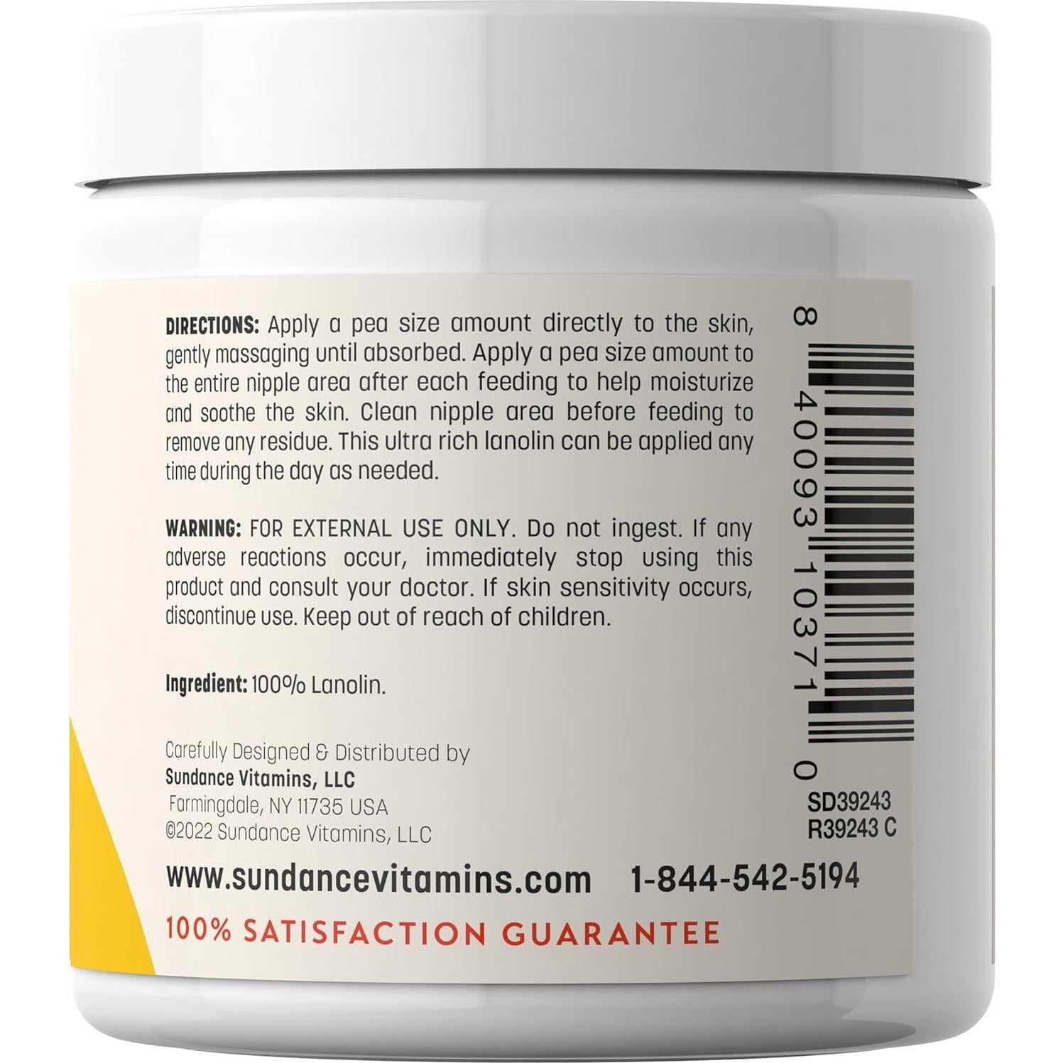 Crema de Lanolina Sundance 198.4 ml Hipoalergénica Grado Farmacéutico