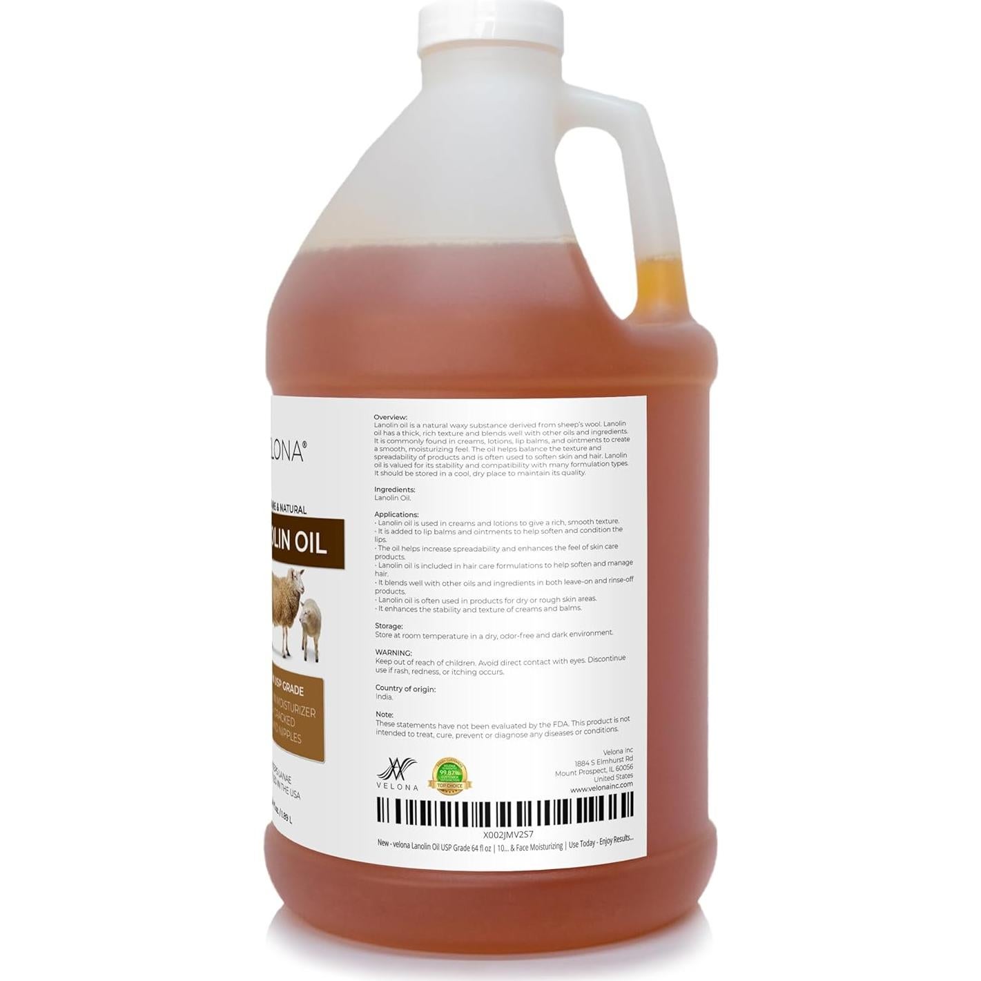 Aceite de Lanolina Velona 1.89 L 100% Puro Hidratante