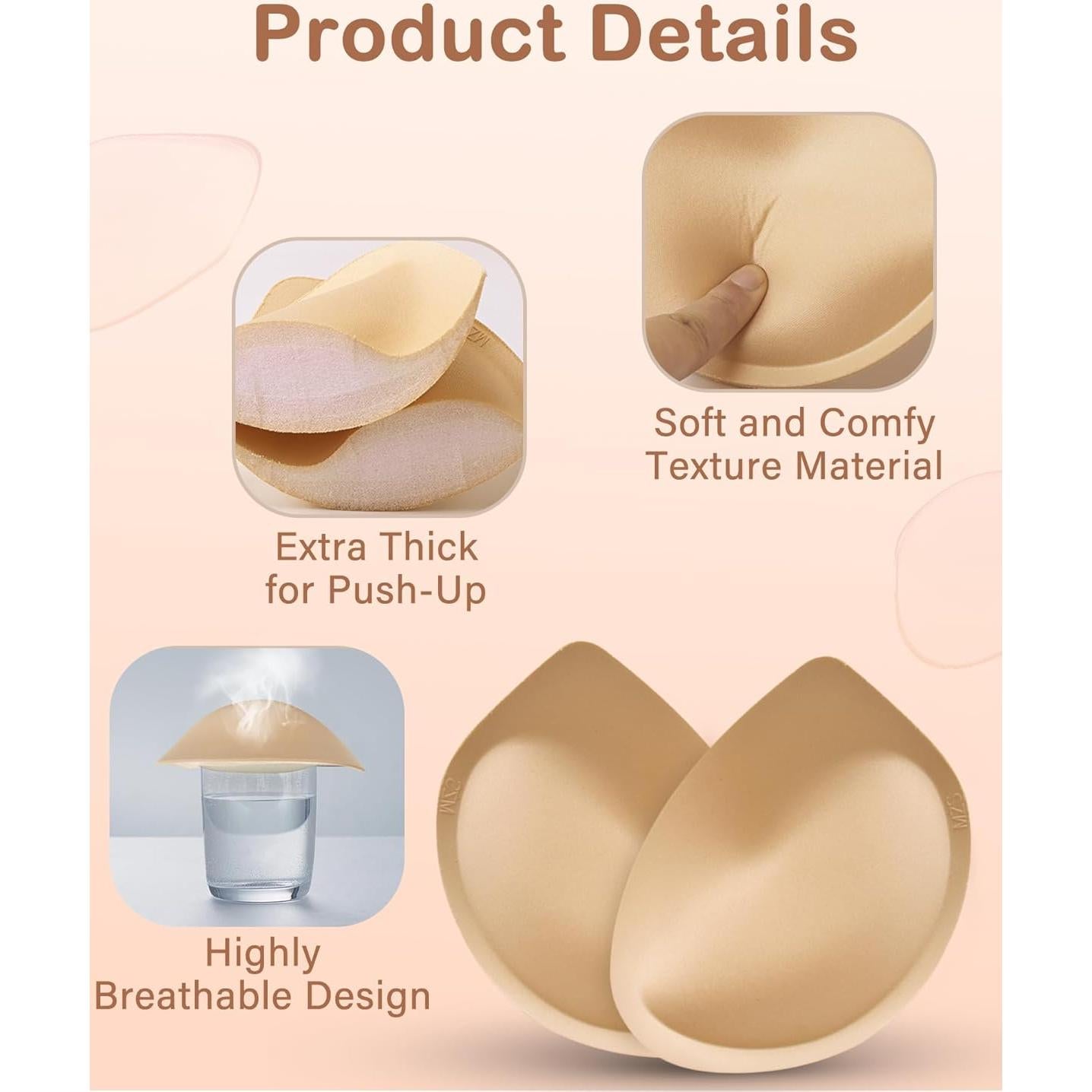 Insertos Gruesos para Sujetador KSang - Aumentadores B/C, 2 Pares