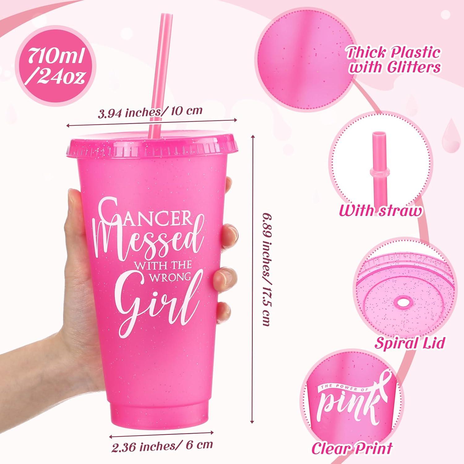 Vasos de Plástico Rosa para Conciencia Cáncer de Mama Uiifan 20 Pzs 710 ml