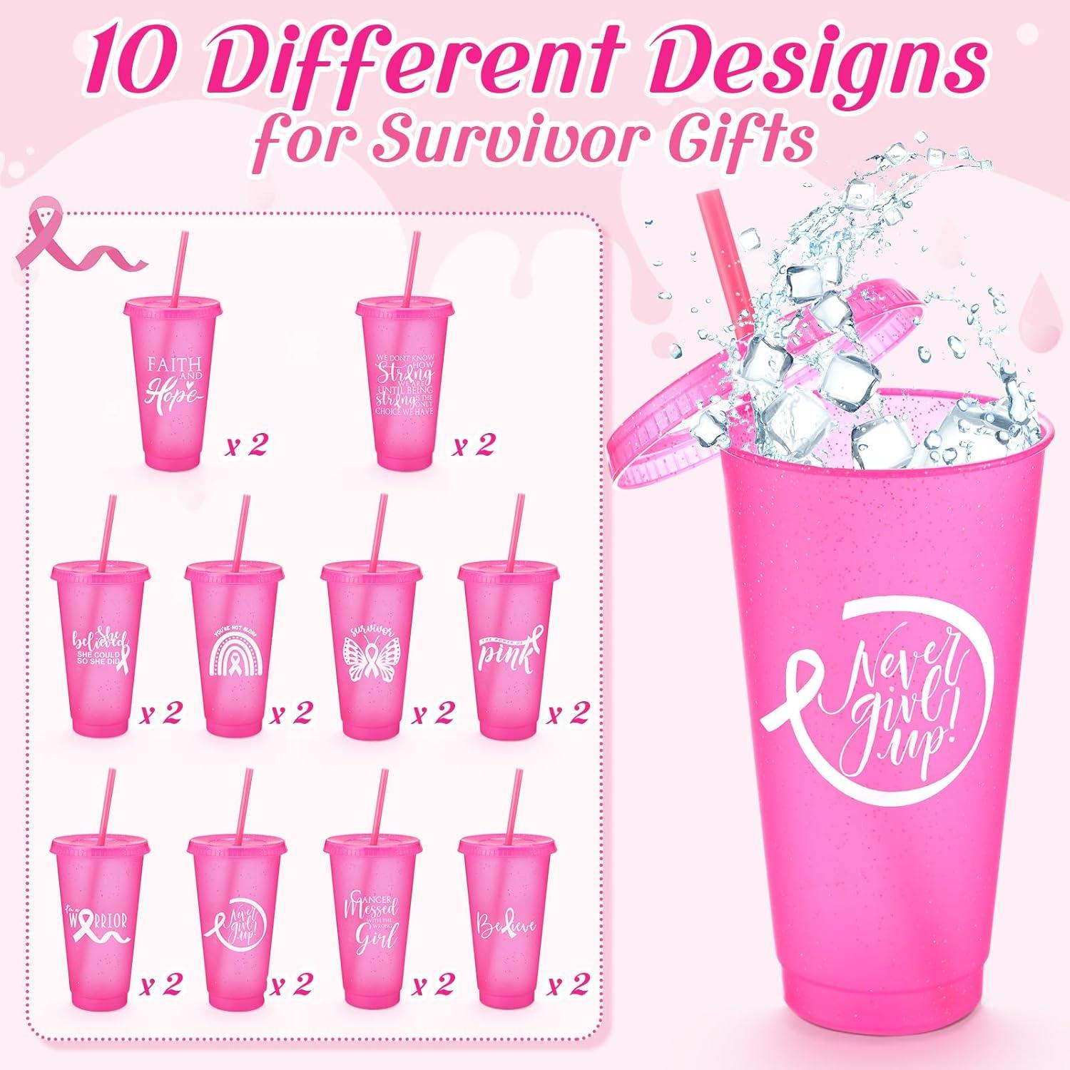Vasos de Plástico Rosa para Conciencia Cáncer de Mama Uiifan 20 Pzs 710 ml