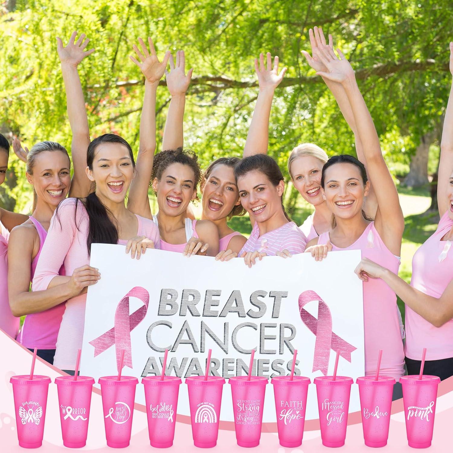 Vasos de Plástico Rosa para Conciencia Cáncer de Mama Uiifan 20 Pzs 710 ml