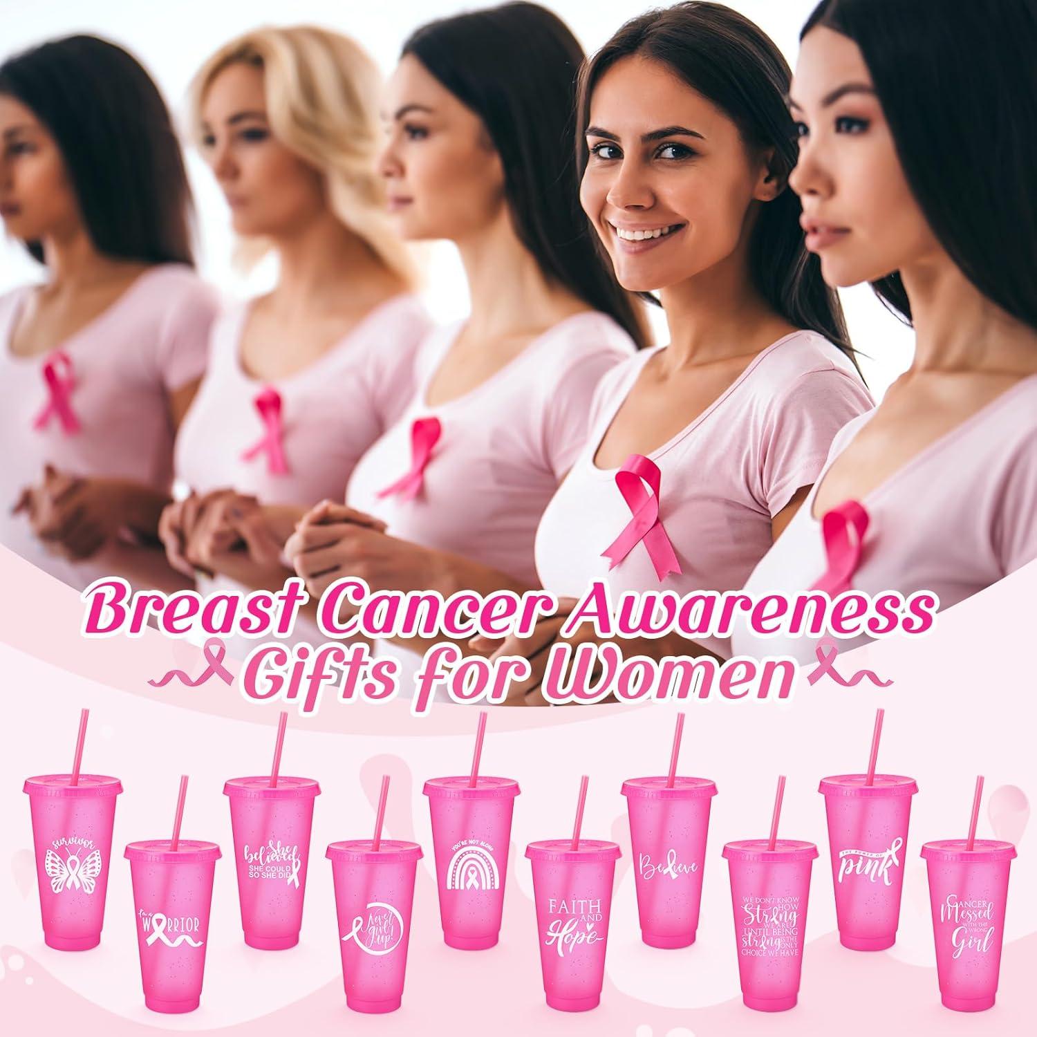 Vasos de Plástico Rosa para Conciencia Cáncer de Mama Uiifan 20 Pzs 710 ml