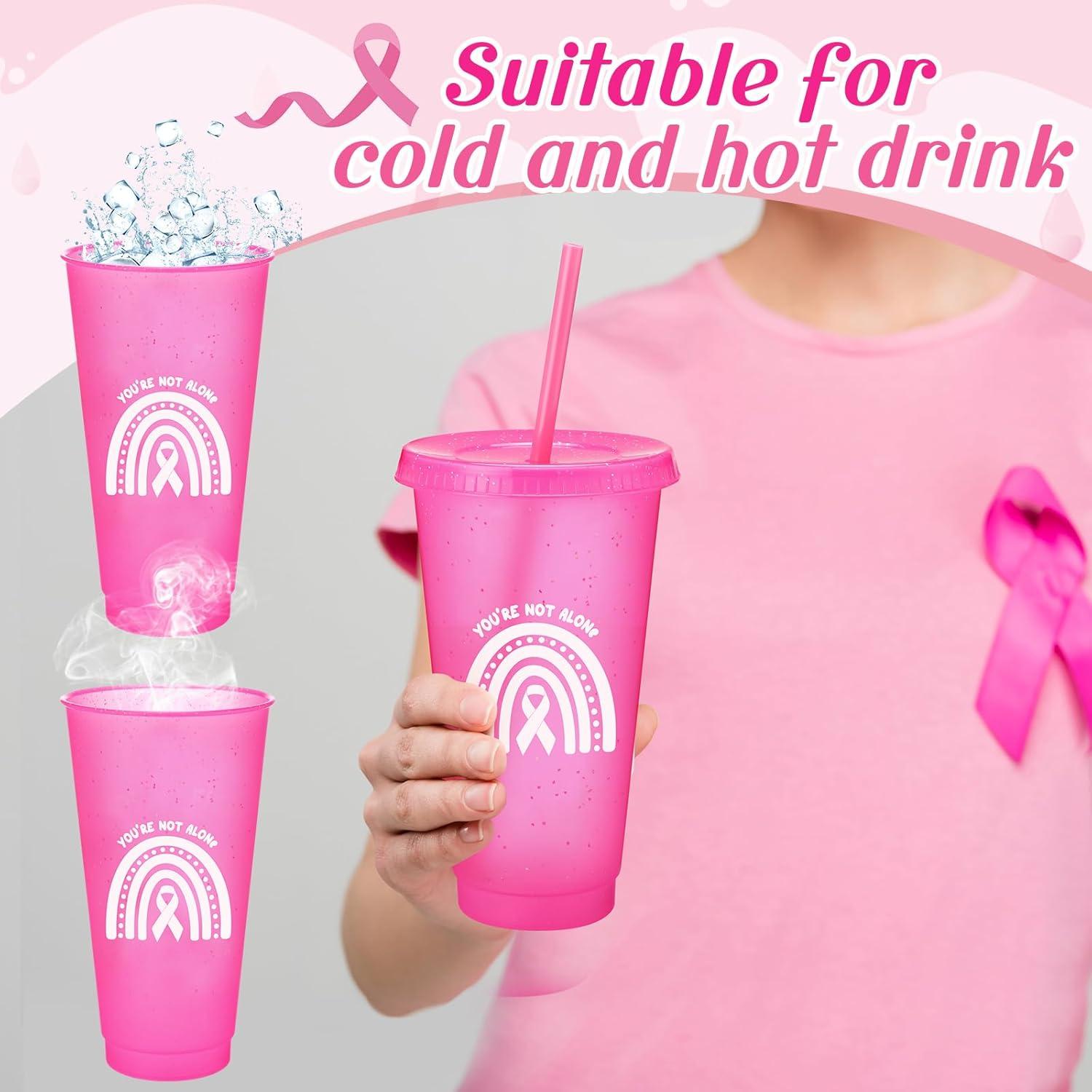 Vasos de Plástico Rosa para Conciencia Cáncer de Mama Uiifan 20 Pzs 710 ml