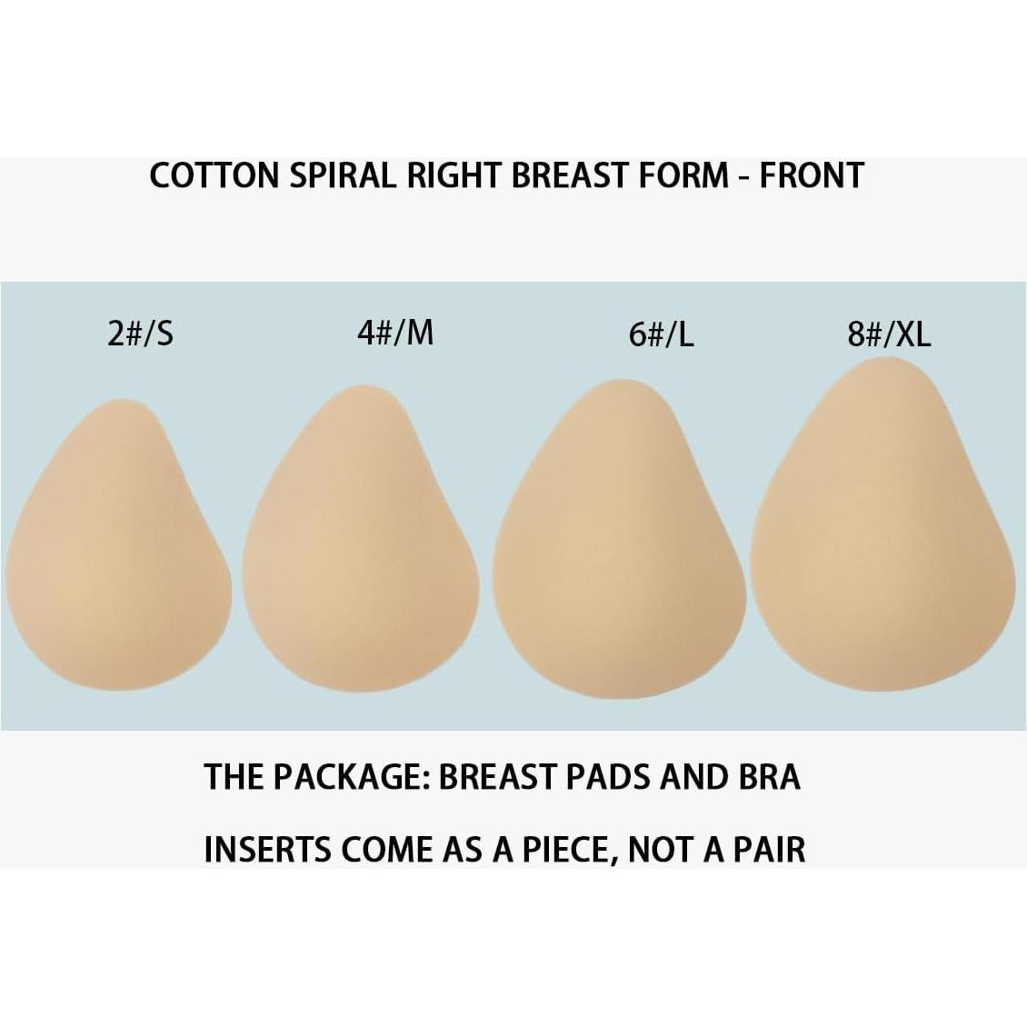 Prótesis de Mama Algodón Inserciones Sujetador Espiral S-XL