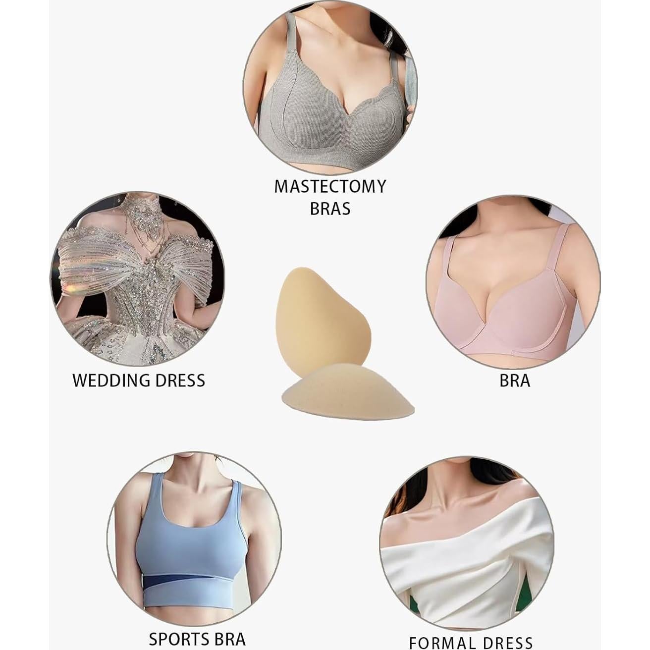 Prótesis de Mama Algodón Inserciones Sujetador Espiral S-XL