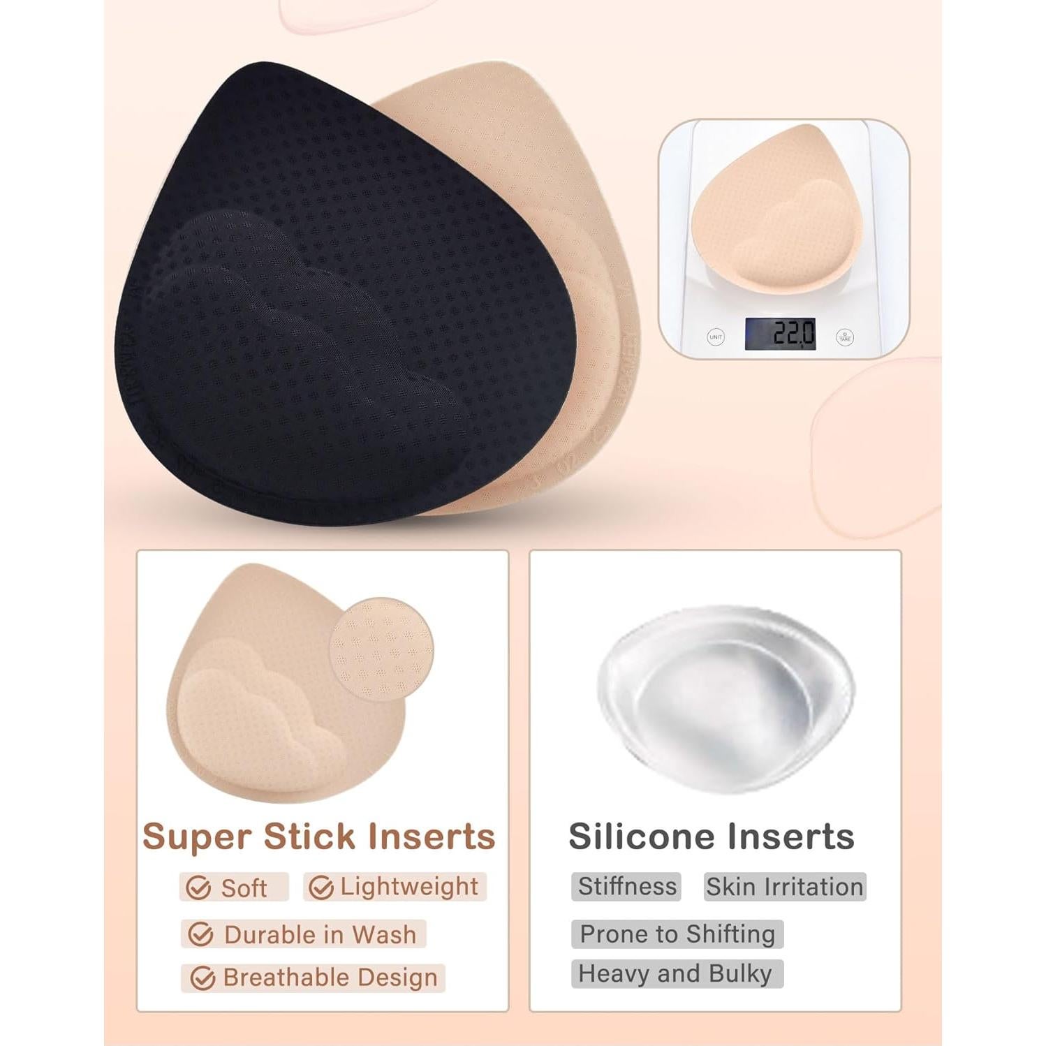 Insertos de Almohadillas para Sujetador Ksang C/D - Realce 4.19 cm