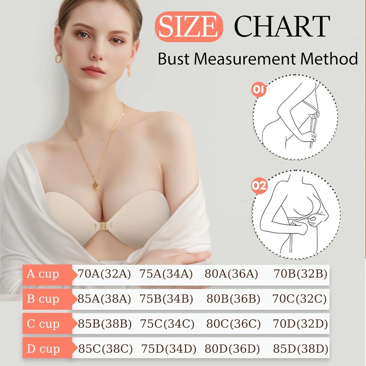 Sostén Adhesivo Push Up BALIWELL Sin Tirantes Talla C